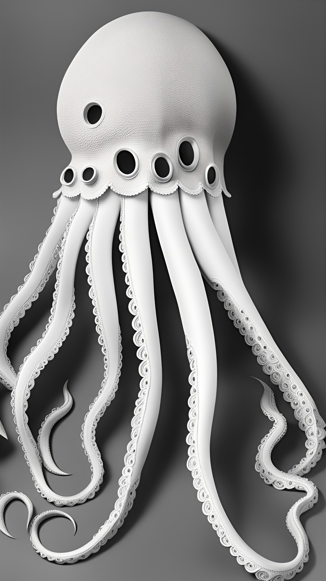 the giant squid was made of soft metal with white lace trim. preview