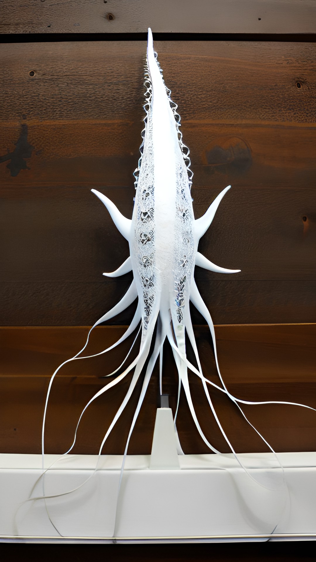 the giant squid was made of soft metal with white lace trim. preview