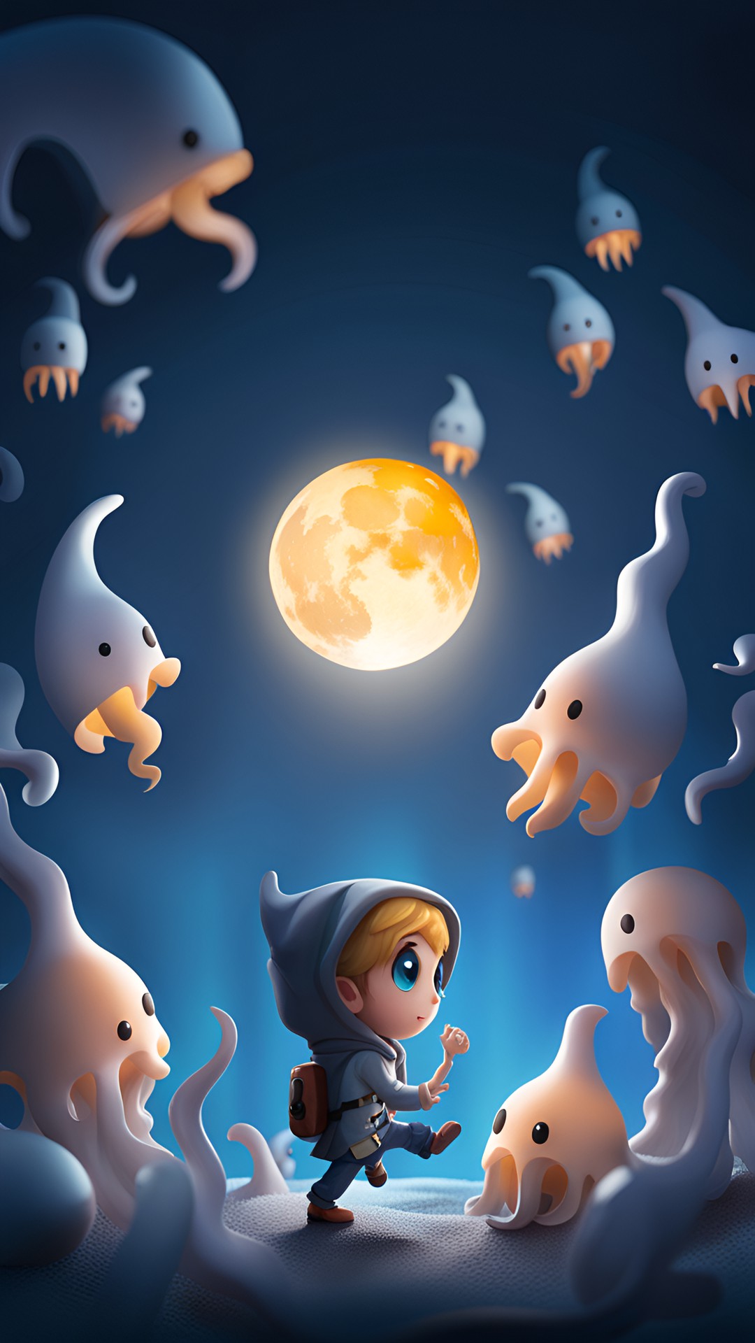 chibi squid finger attacks the moon. preview