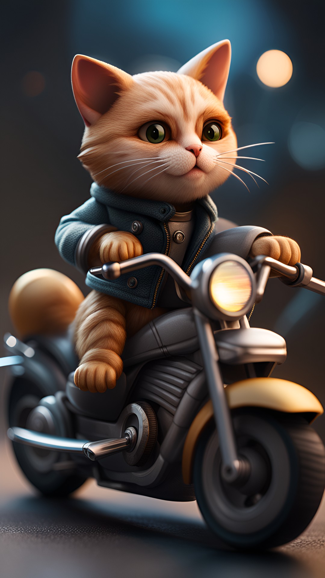 cat riding a motorbike preview