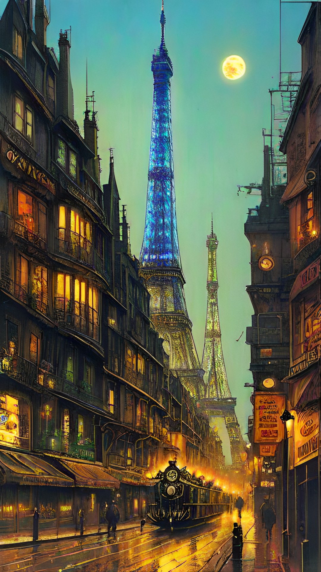 steampunk paris night view set in the 90's preview