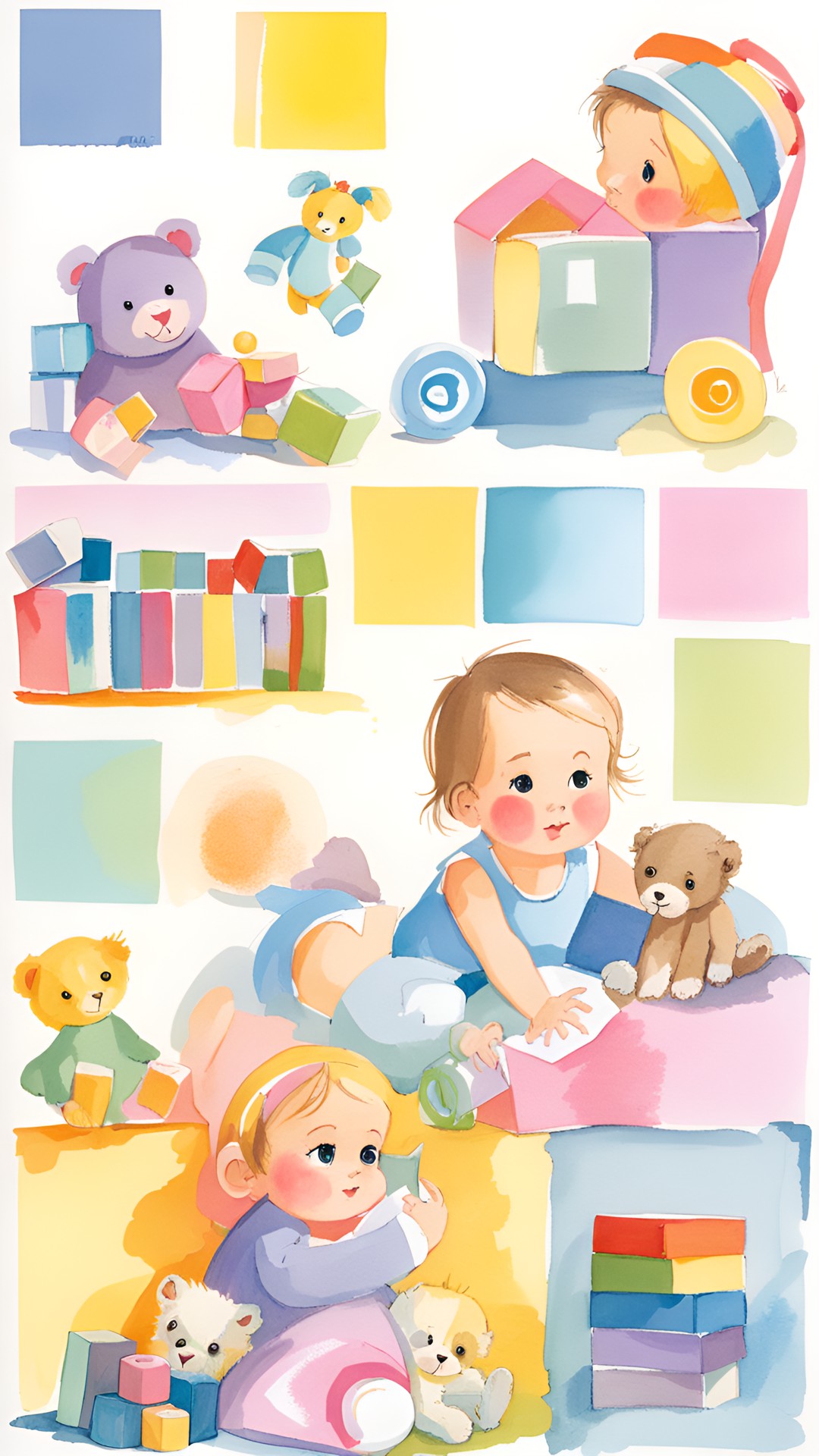 alphabet blocks and doll babies in the nursery preview