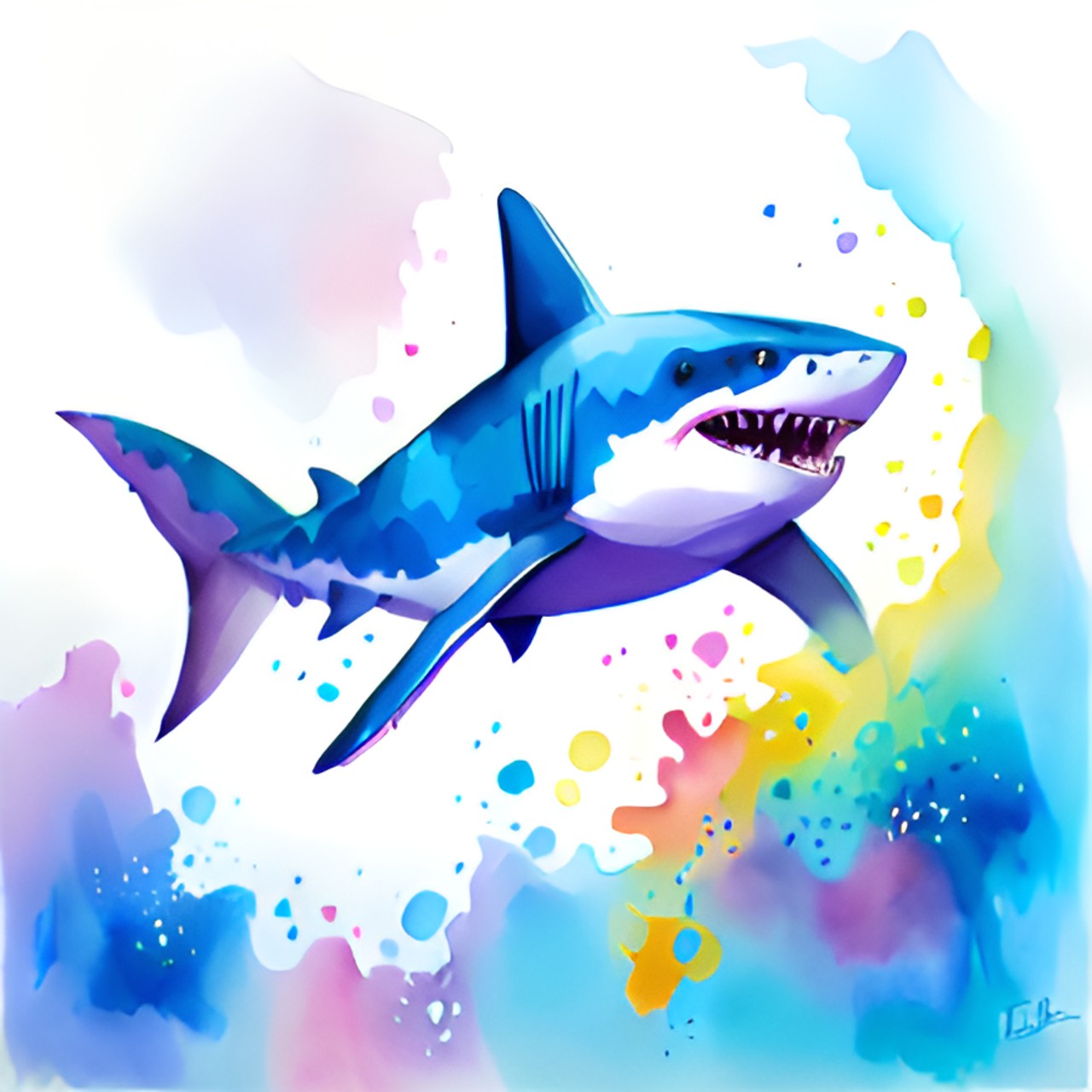 blue cartoon shark preview