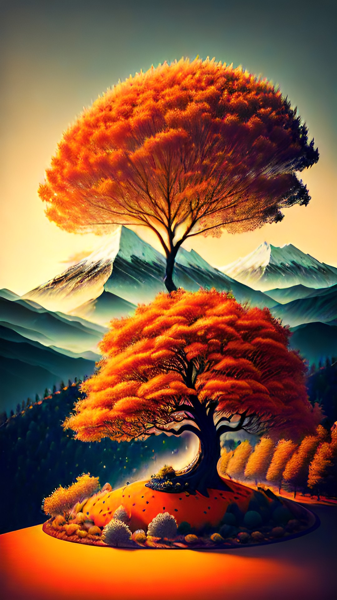 My imagination - orange tree.
dragon.
mountains in distance.
magic flowing . preview