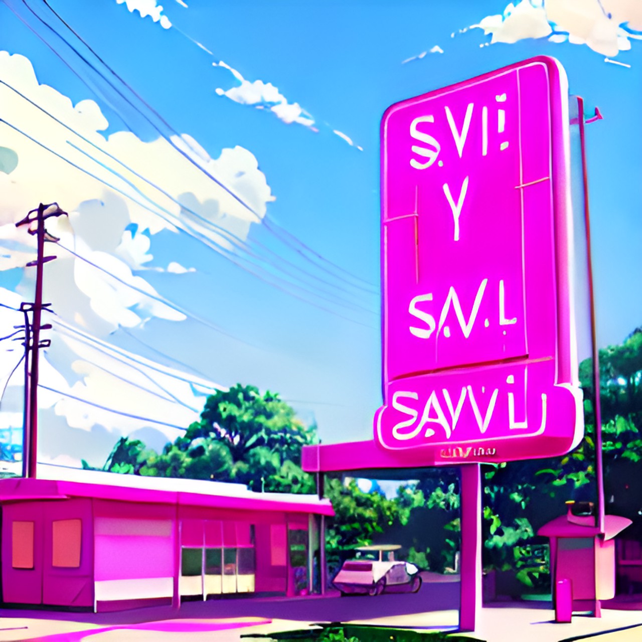 mid century modern motel sign spelling out savi preview