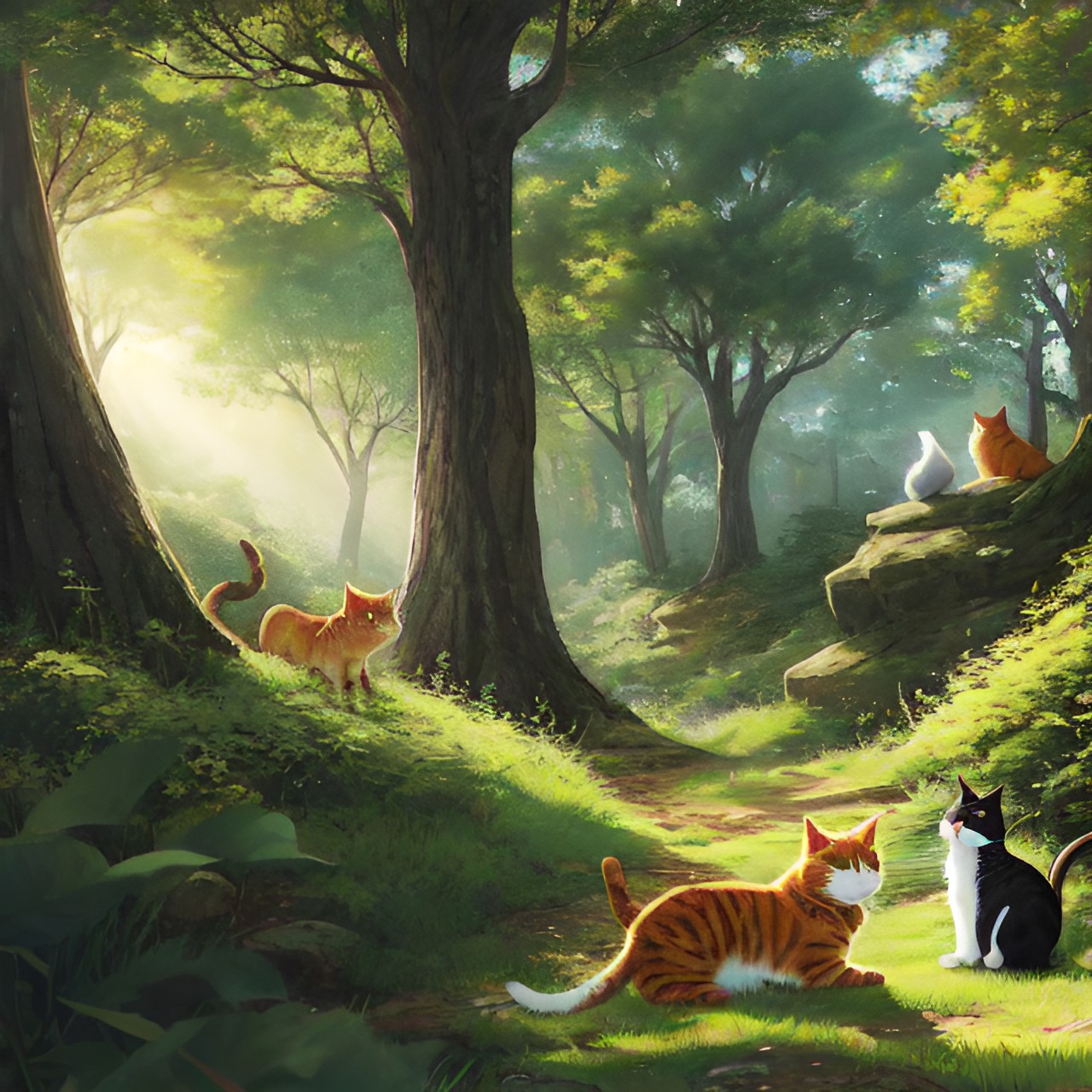 just cute - cats in a forest preview