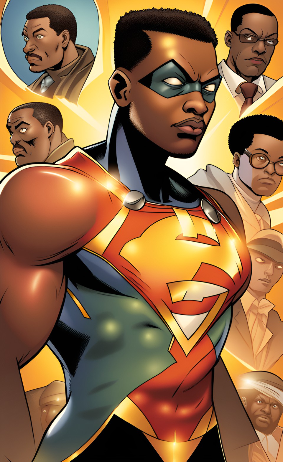 hero badge character - non main character - africanamerican comic hero preview