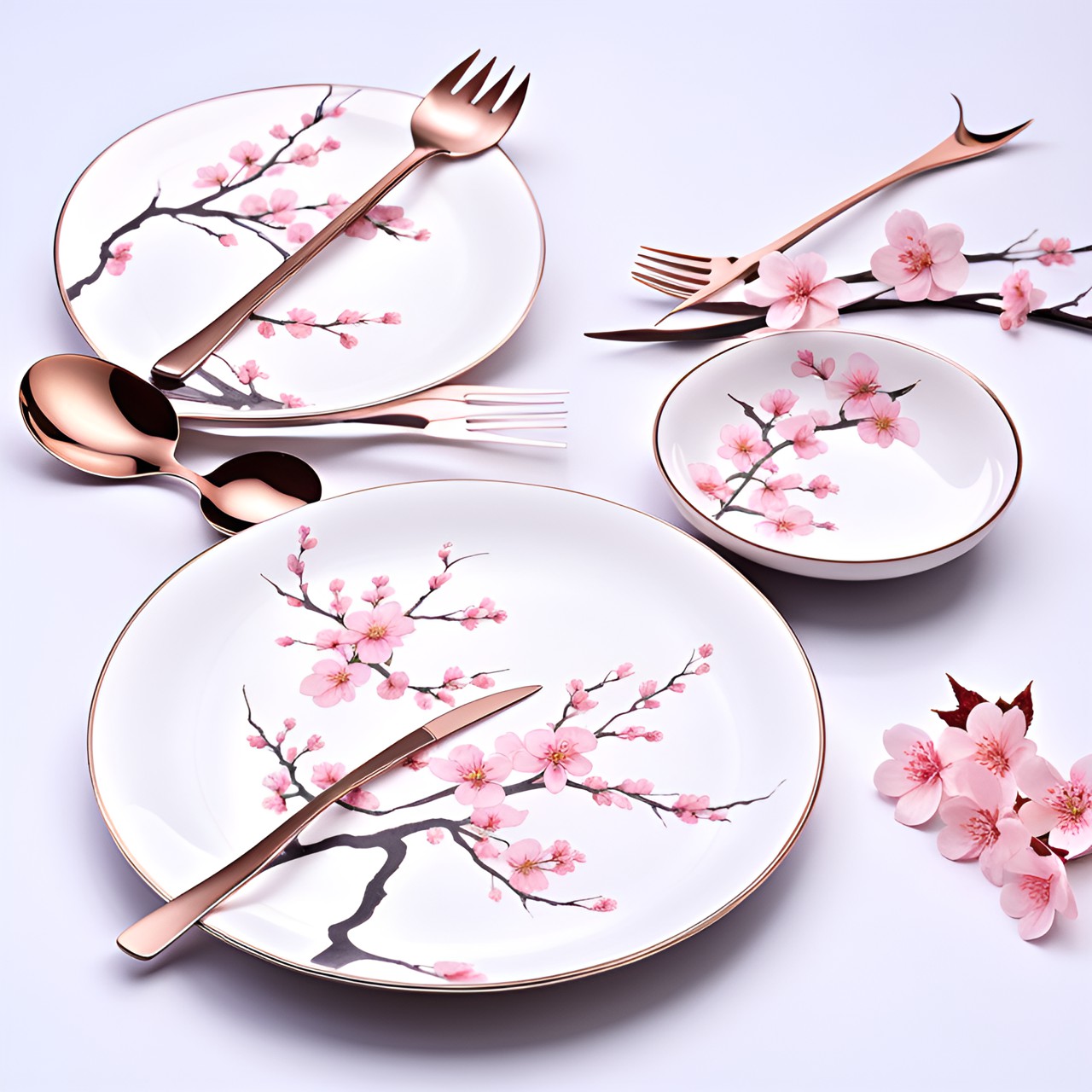 delicate cherry blossom china cutlery set preview