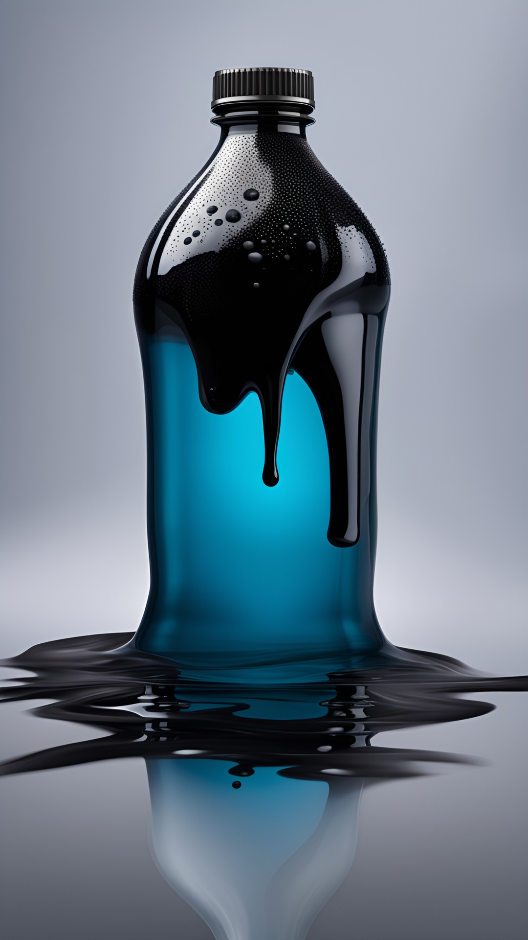 plastic bottle with dark liquid pouring out of it preview