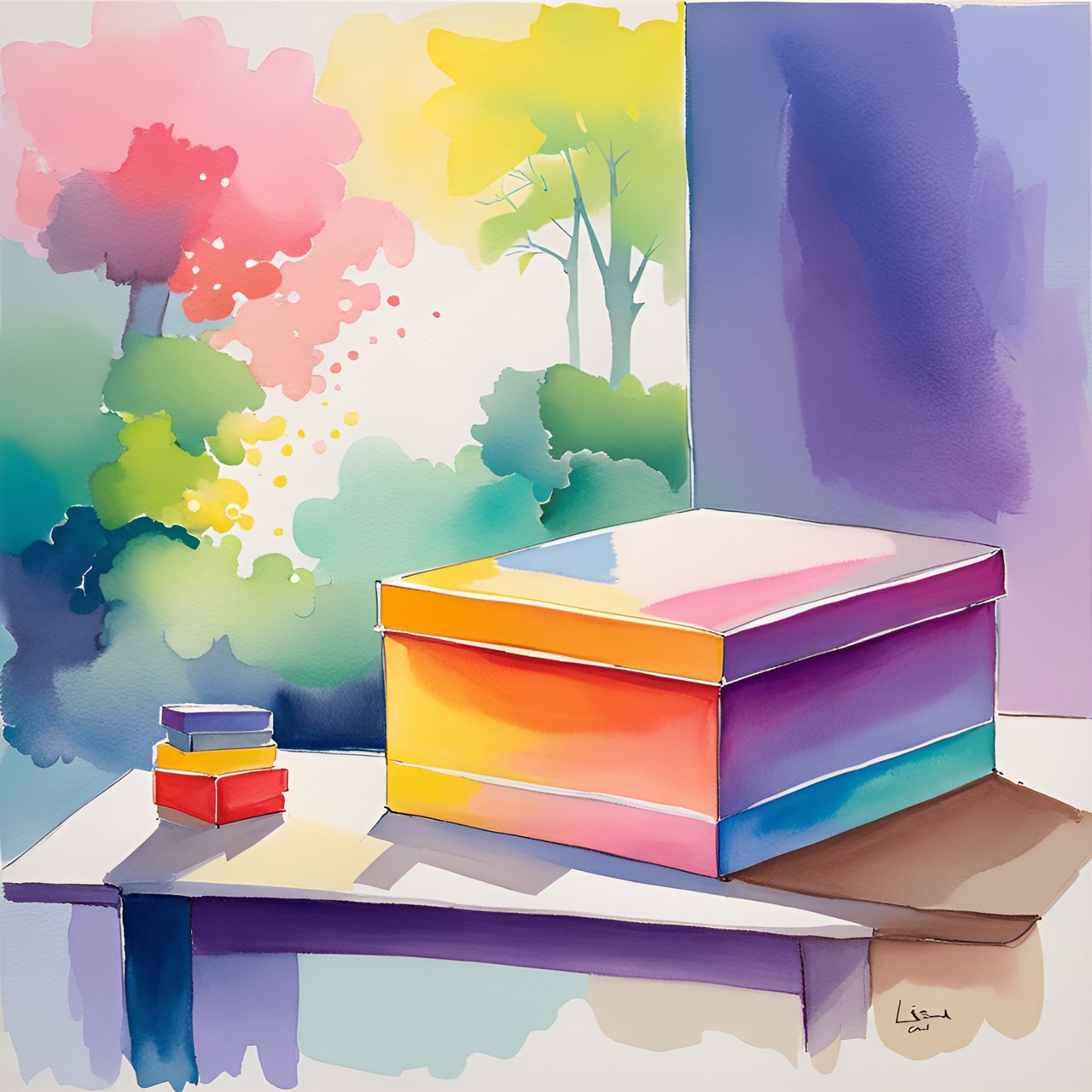 S2.3 Watercolor v3 - a box on a table preview