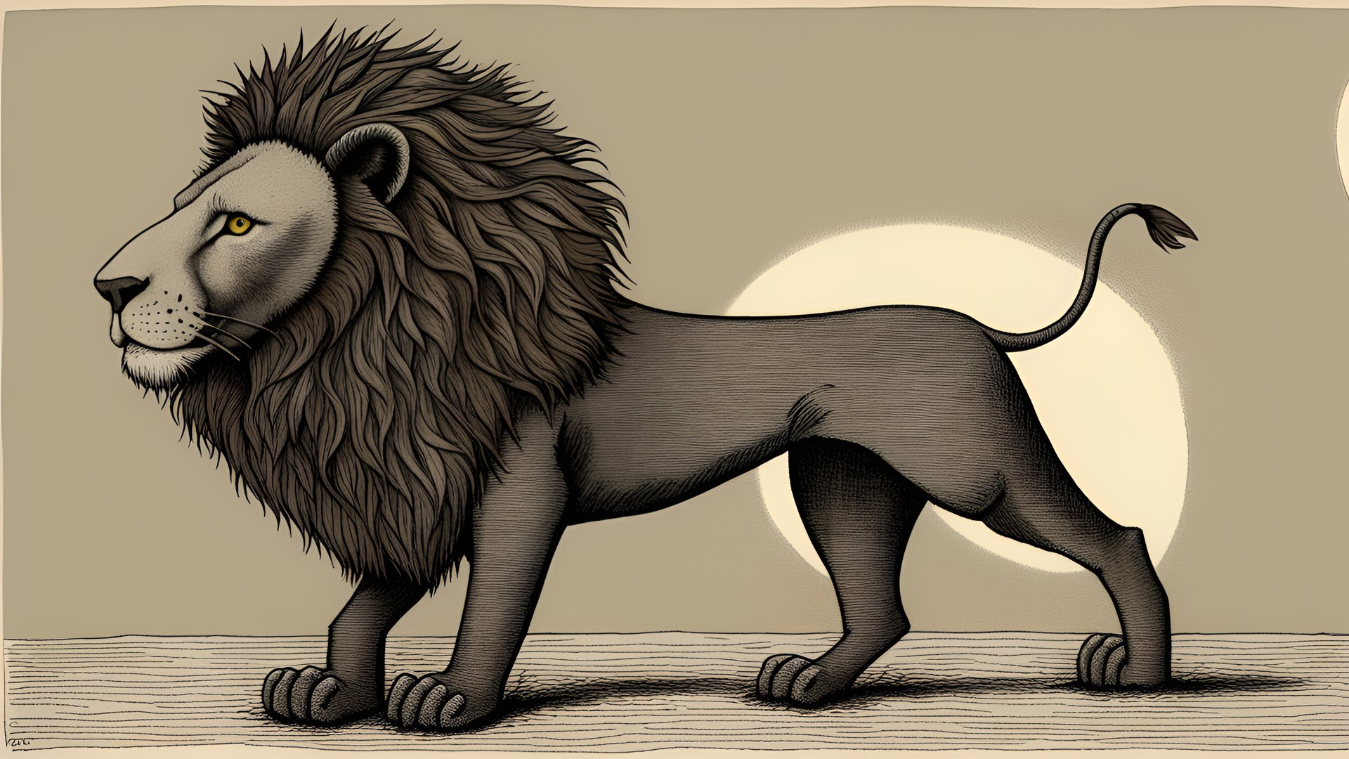 lion, edward gorey style preview