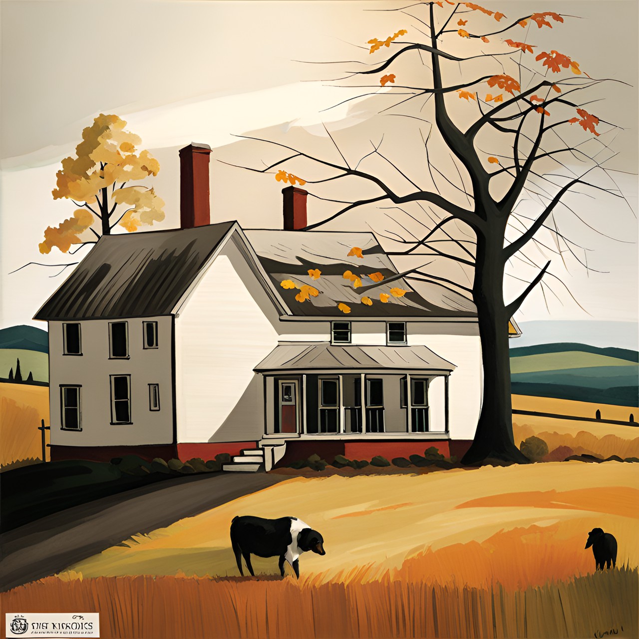 farmhouse in autumn edward hopper style preview