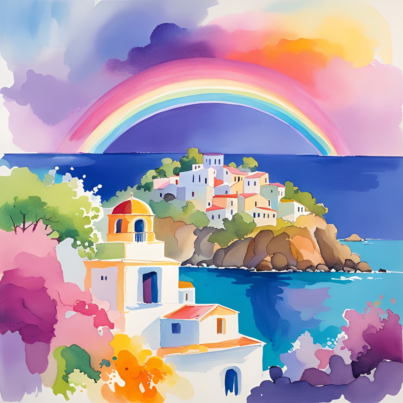 rainbows over a greek island preview