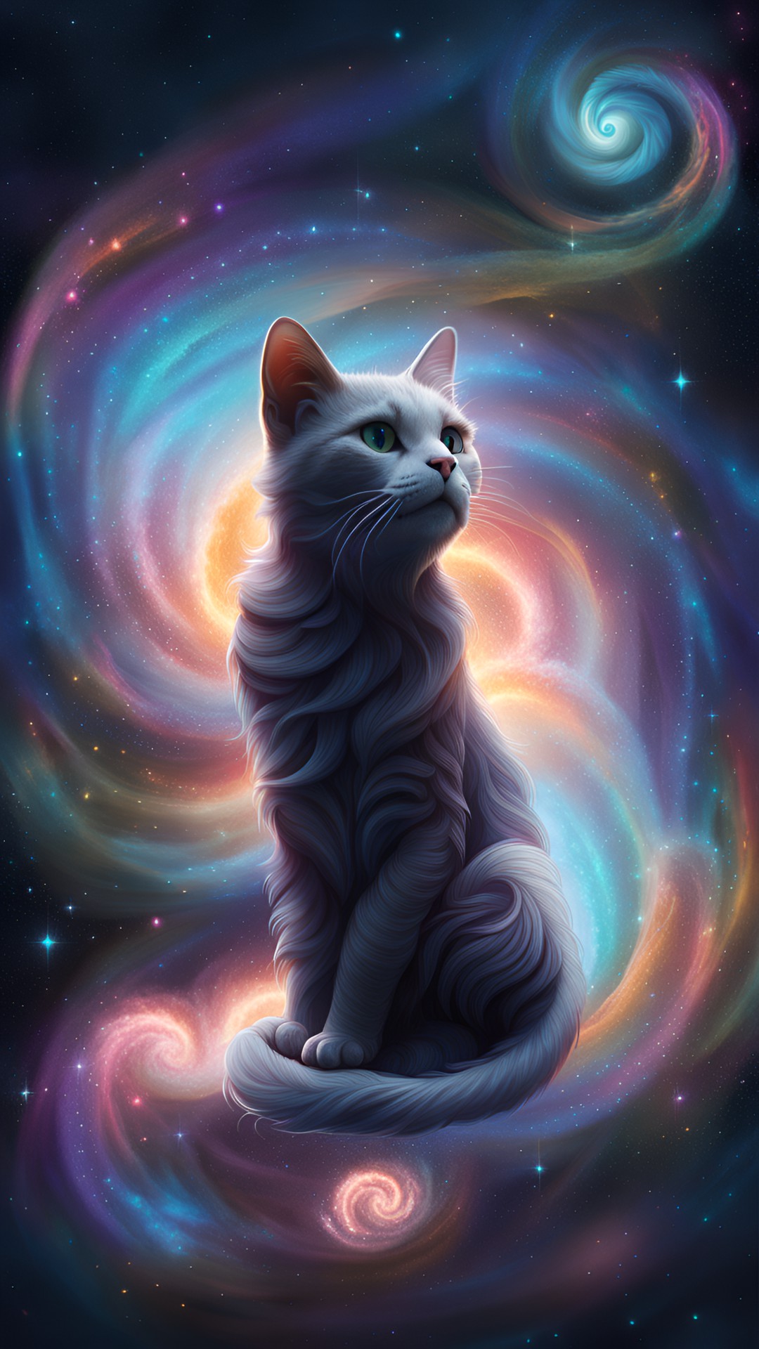 cat
galaxies, spirals, space, nebulae, stars, smoke, iridescent, intricate detail,octane render, preview