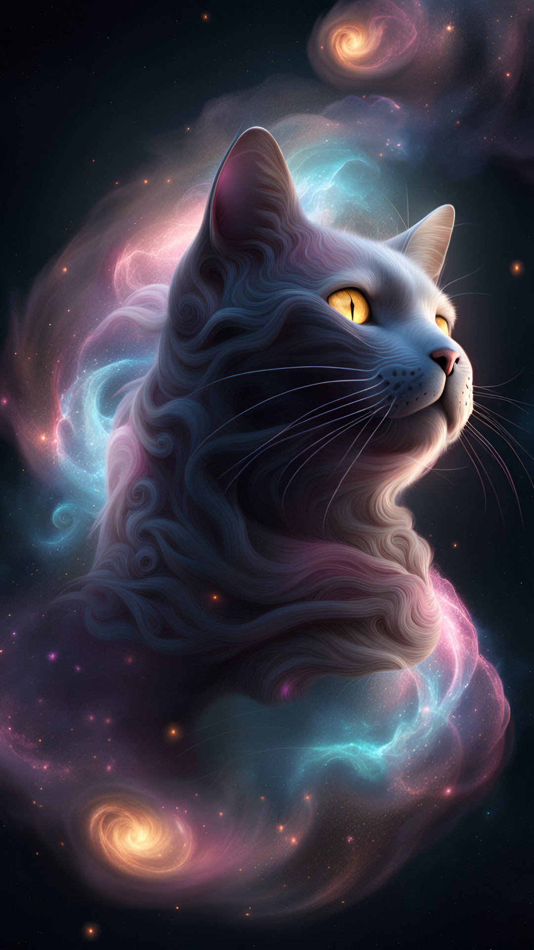 cat
galaxies, spirals, space, nebulae, stars, smoke, iridescent, intricate detail,octane render, preview