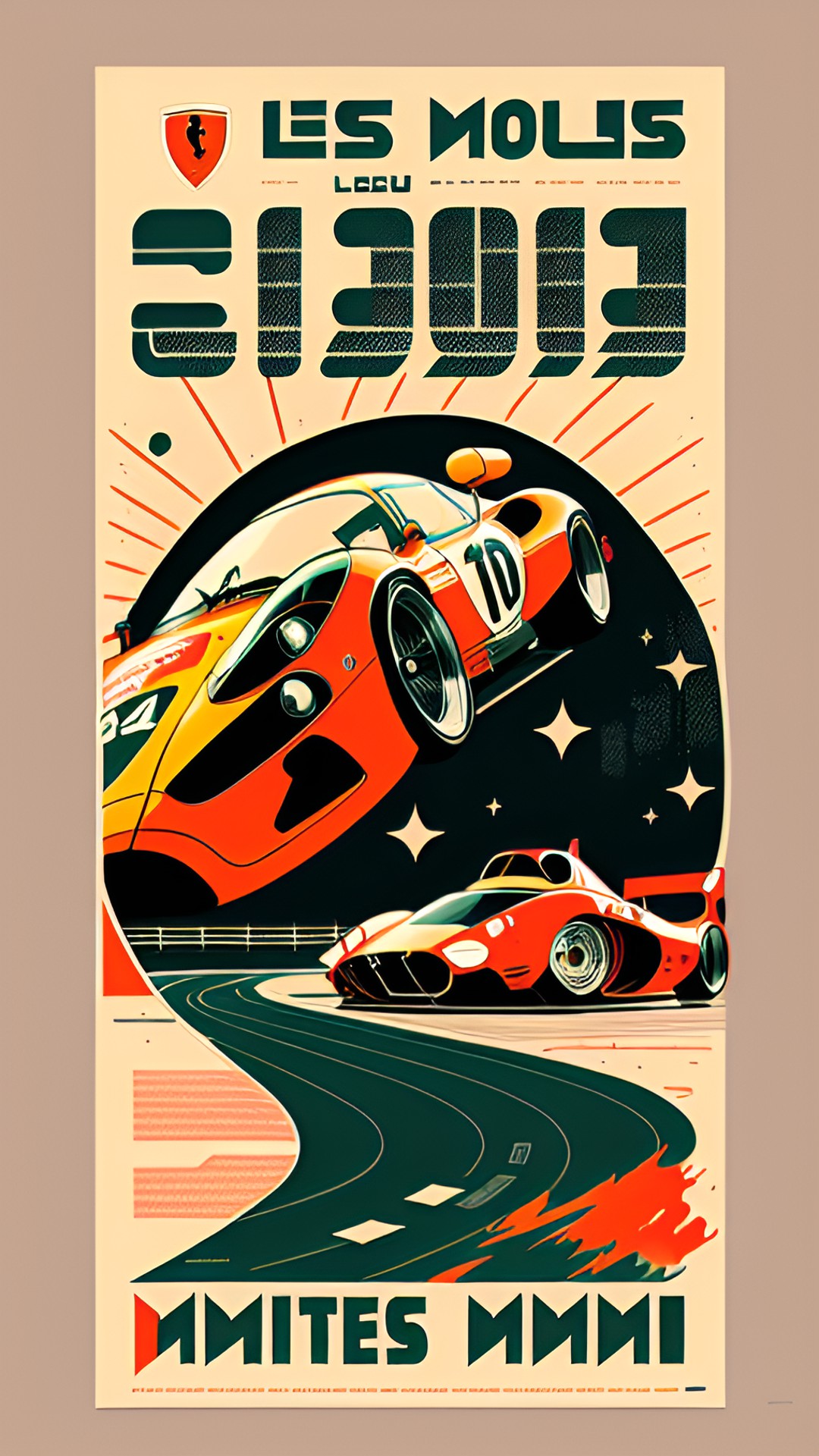 Vintage Le Mans - vintage le mans poster with red ferrari, color block, retro preview