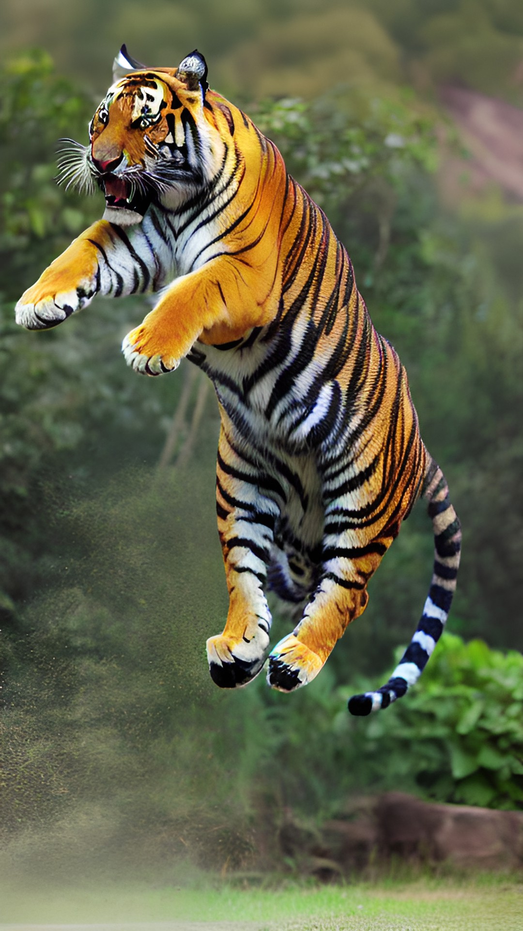 scary tiger leaping through the air preview