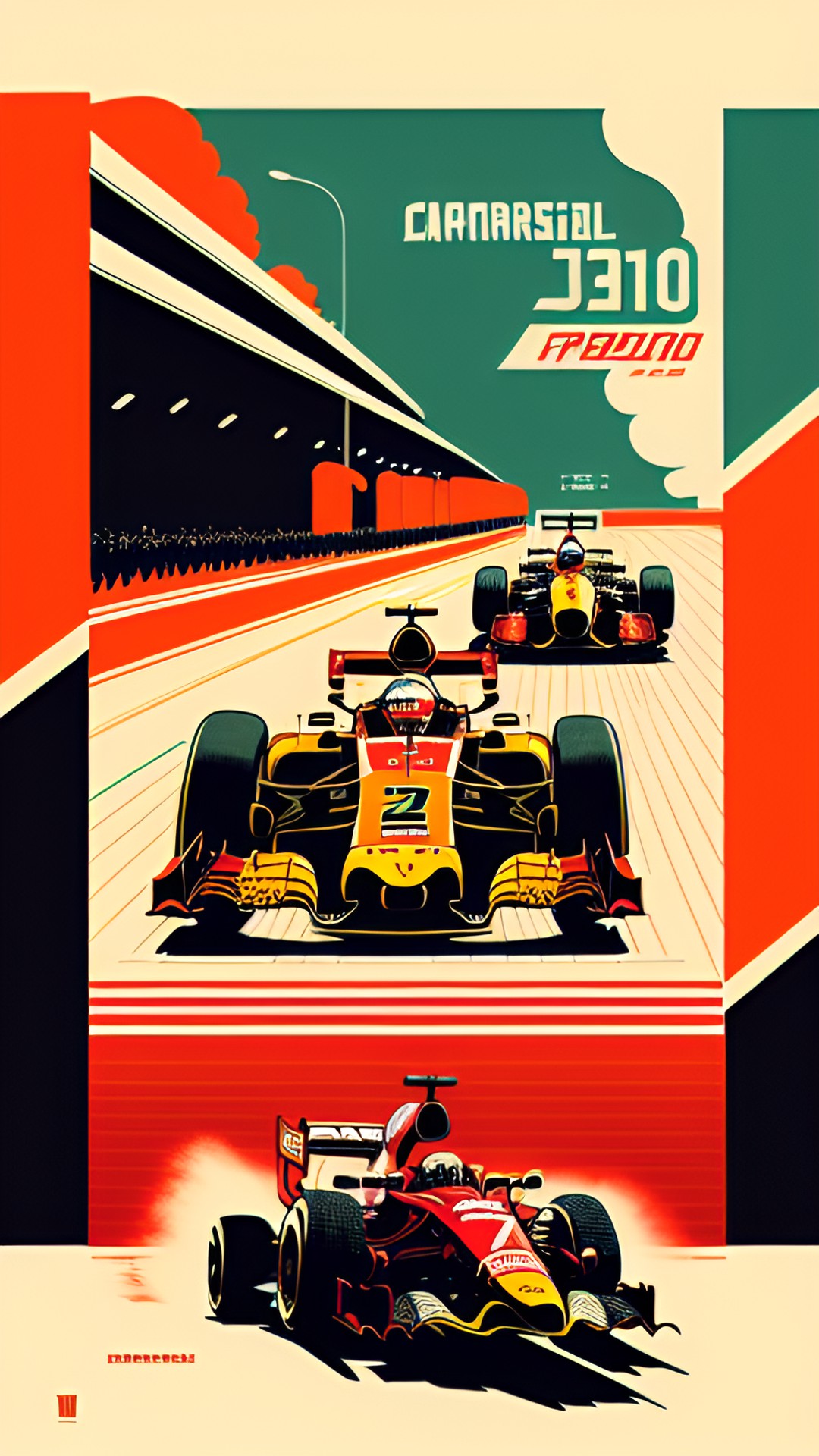 Vintage F1 in Monza - vintage movie poster of ferrari f1 driver carlos sainz speeding by in monza - preview