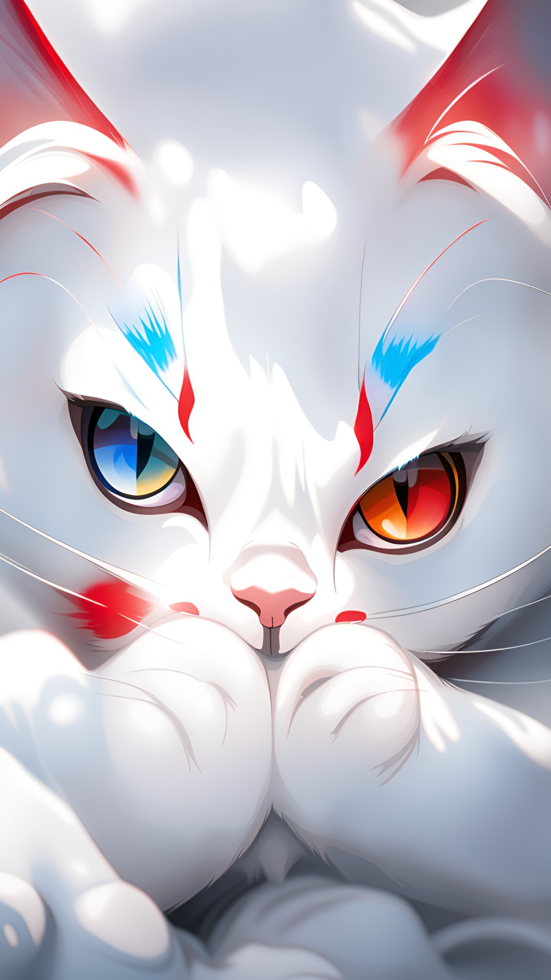 a cat with heterochromia, one red eye, one blue eye, heterochromia preview