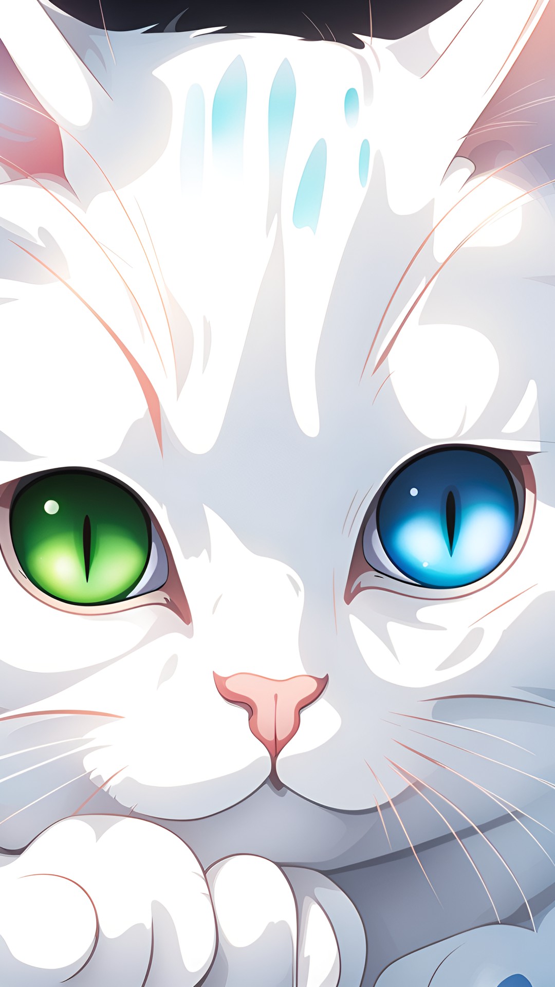 a cat with heterochromia, one green eye, one blue eye, heterochromia preview