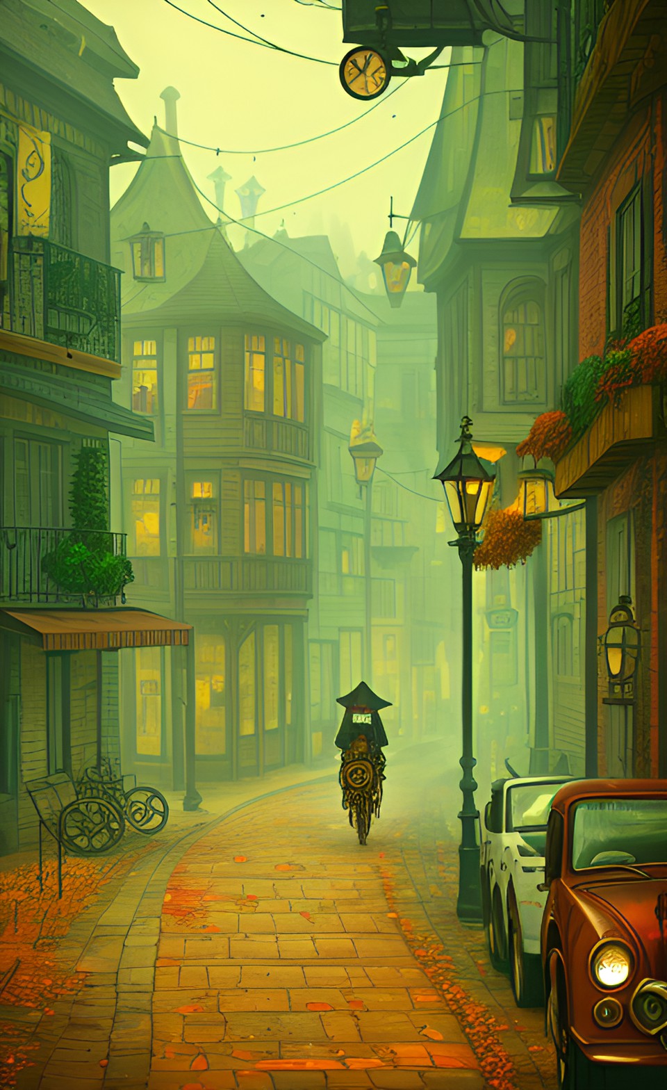 steampunk street in autumn preview