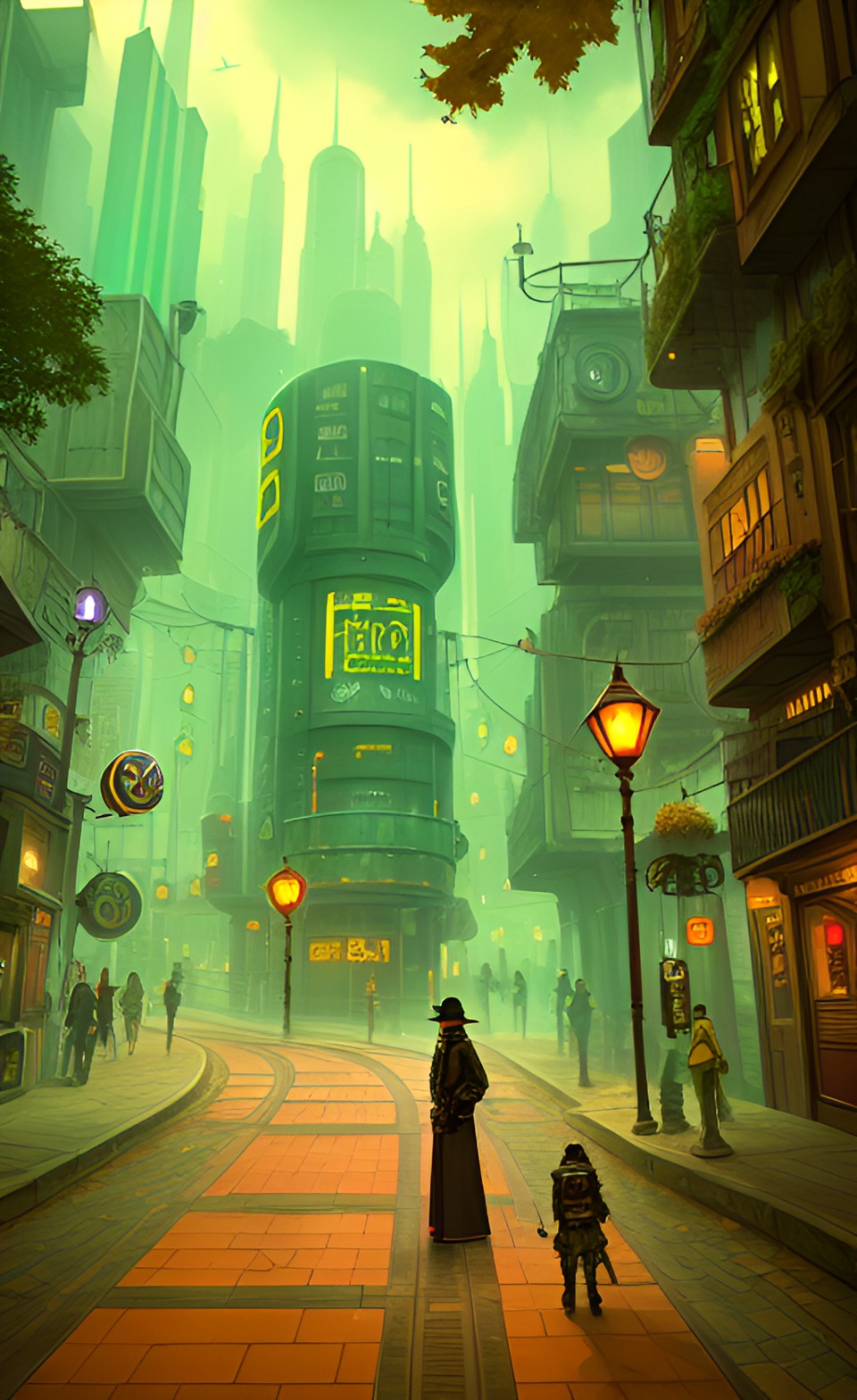 sci-fi steampunk street in autumn preview