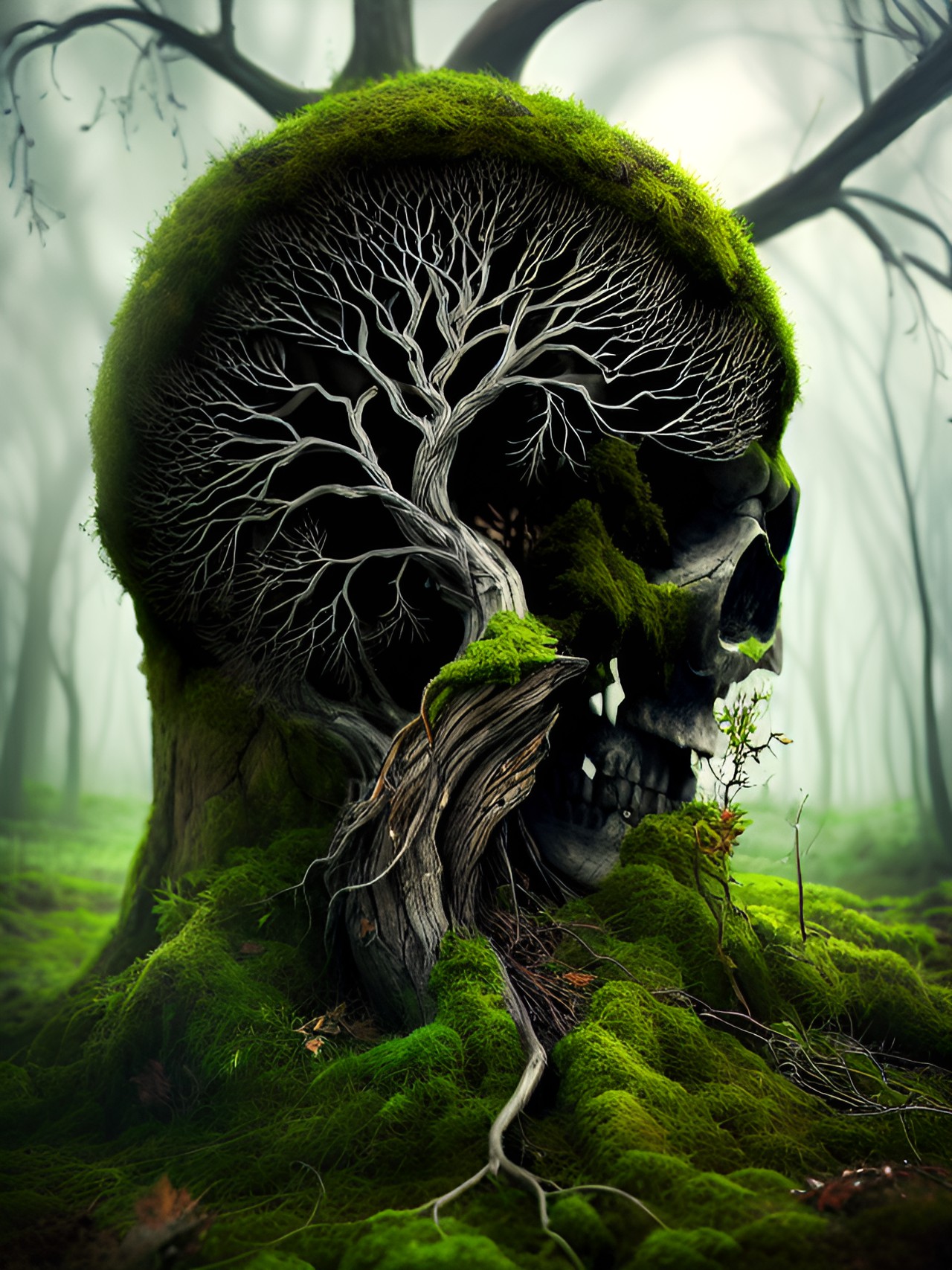 tree of death, dying, moss, weeds, a woman’s heart ache preview