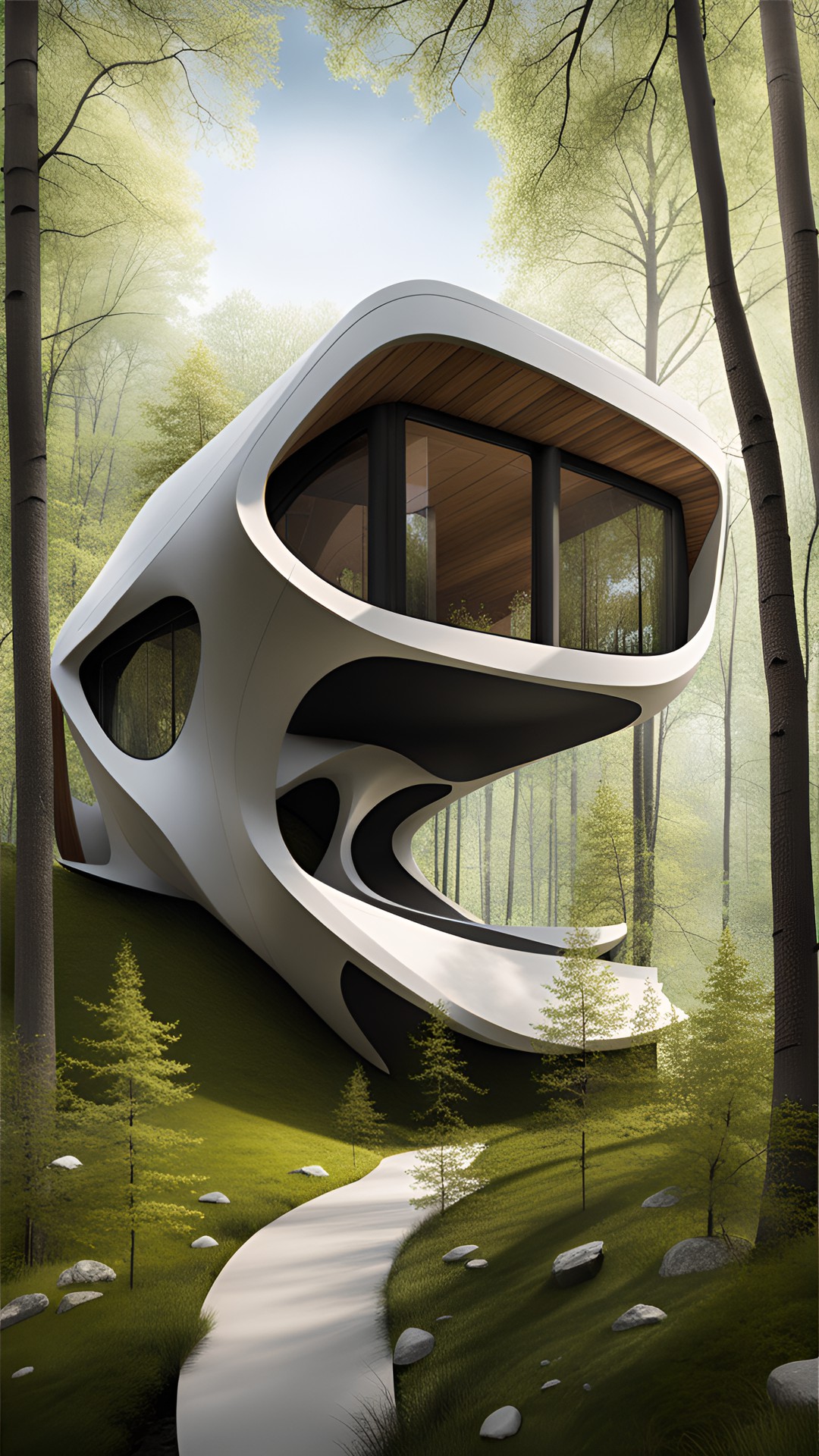 dream house - cabin architecture in the woods, spring by zaha hadid preview