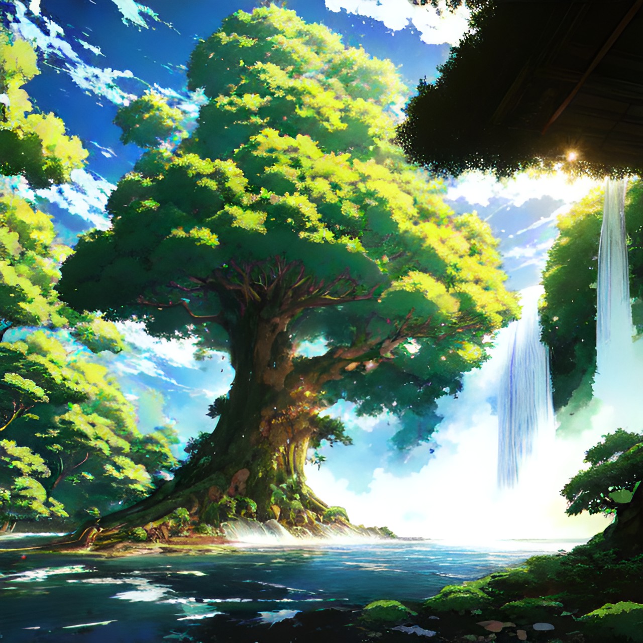 Ancient Tree - water fall in giant tree of life preview