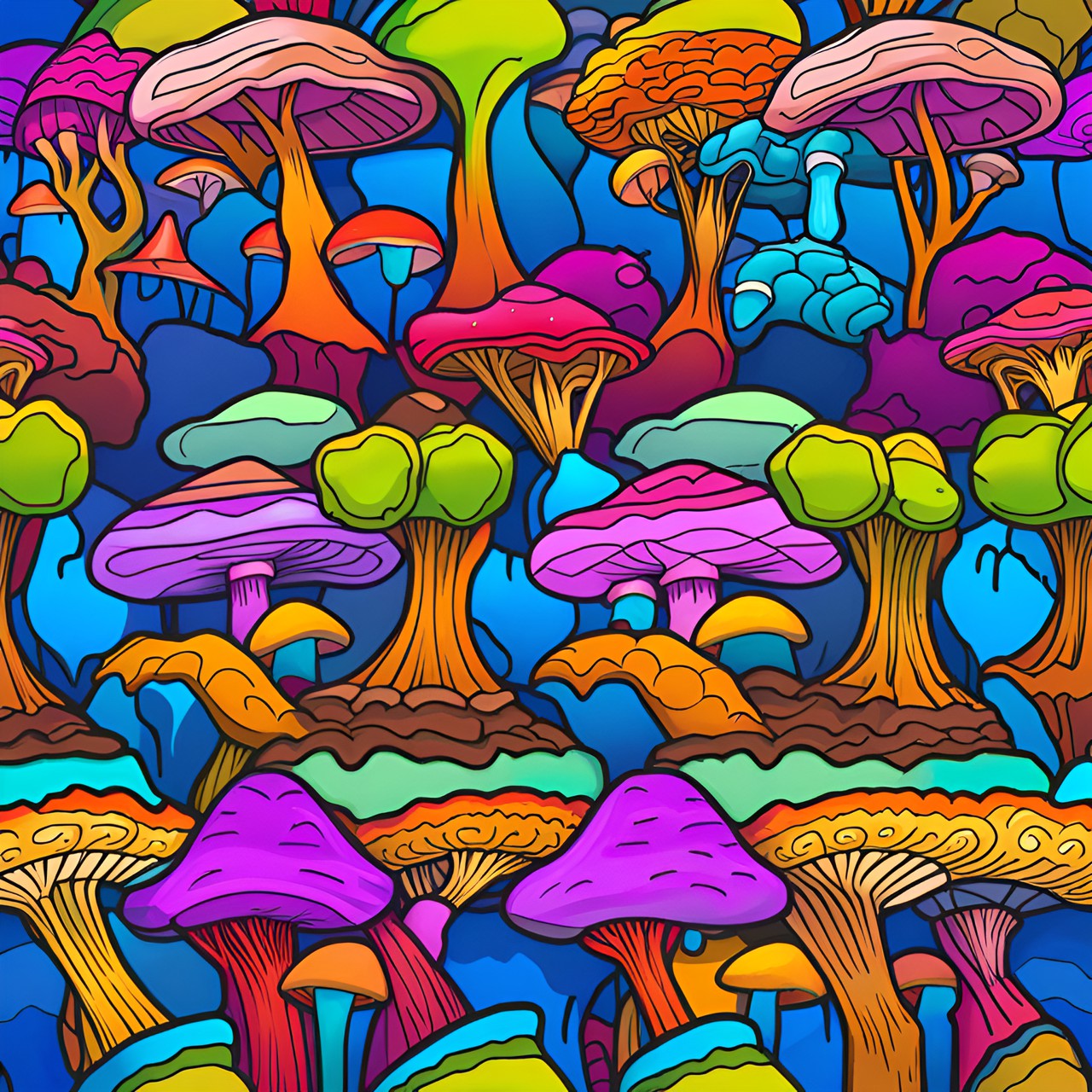 Shroomland - rainbow mushrooms preview