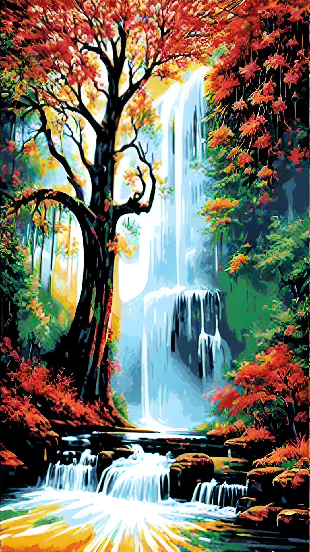 Autumn Waterfall - water fall in giant tree of life preview