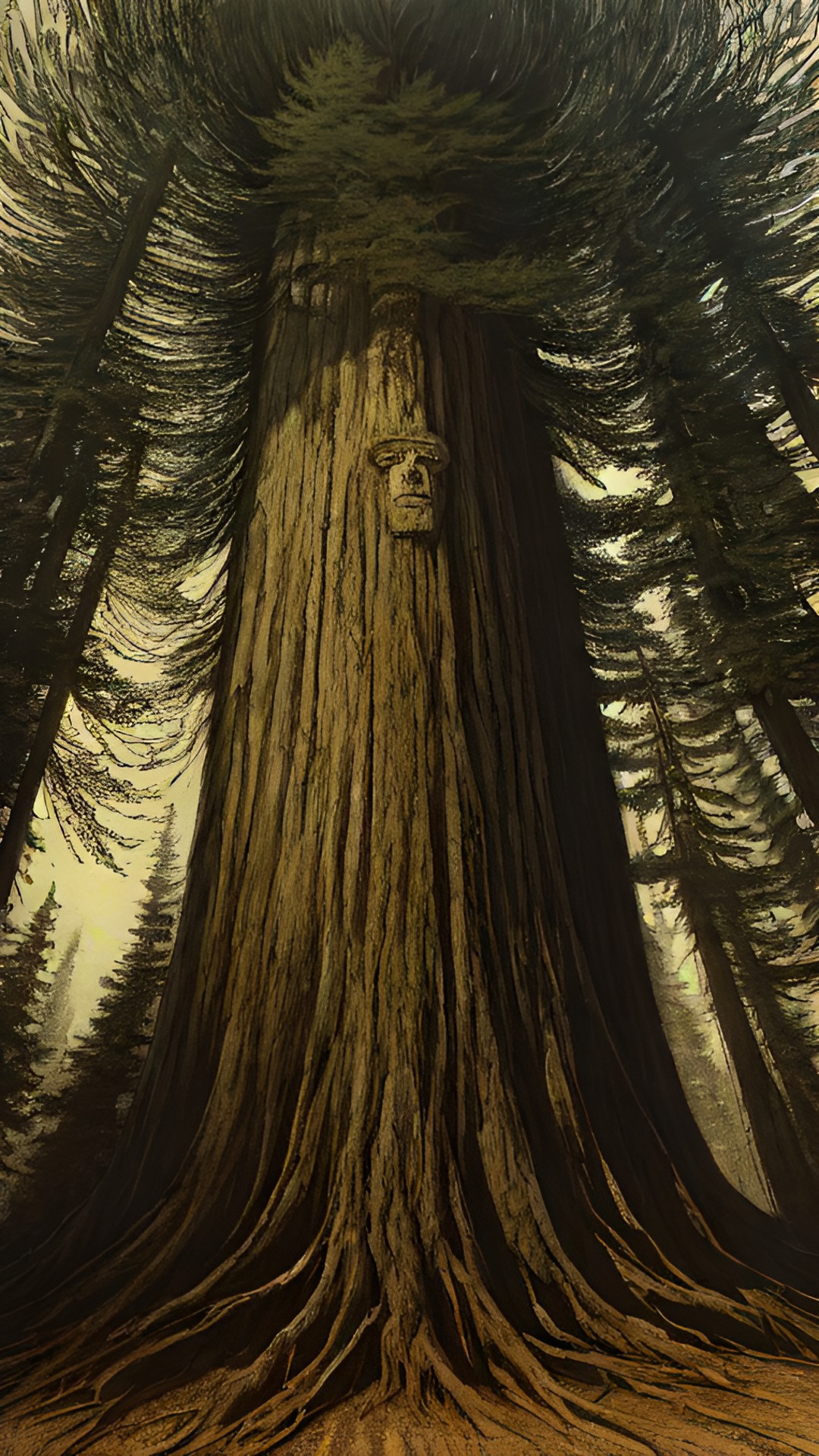 The Man in the Tree - redwood tree with face ancient preview