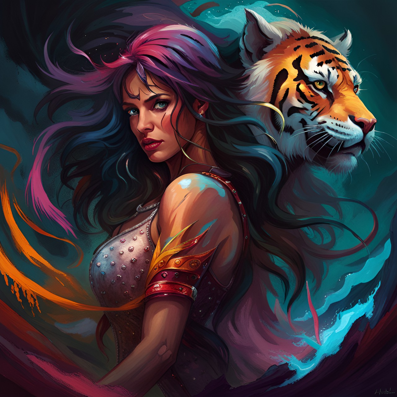 woman tiger of the amazons ultra detail inhuman graceful preview