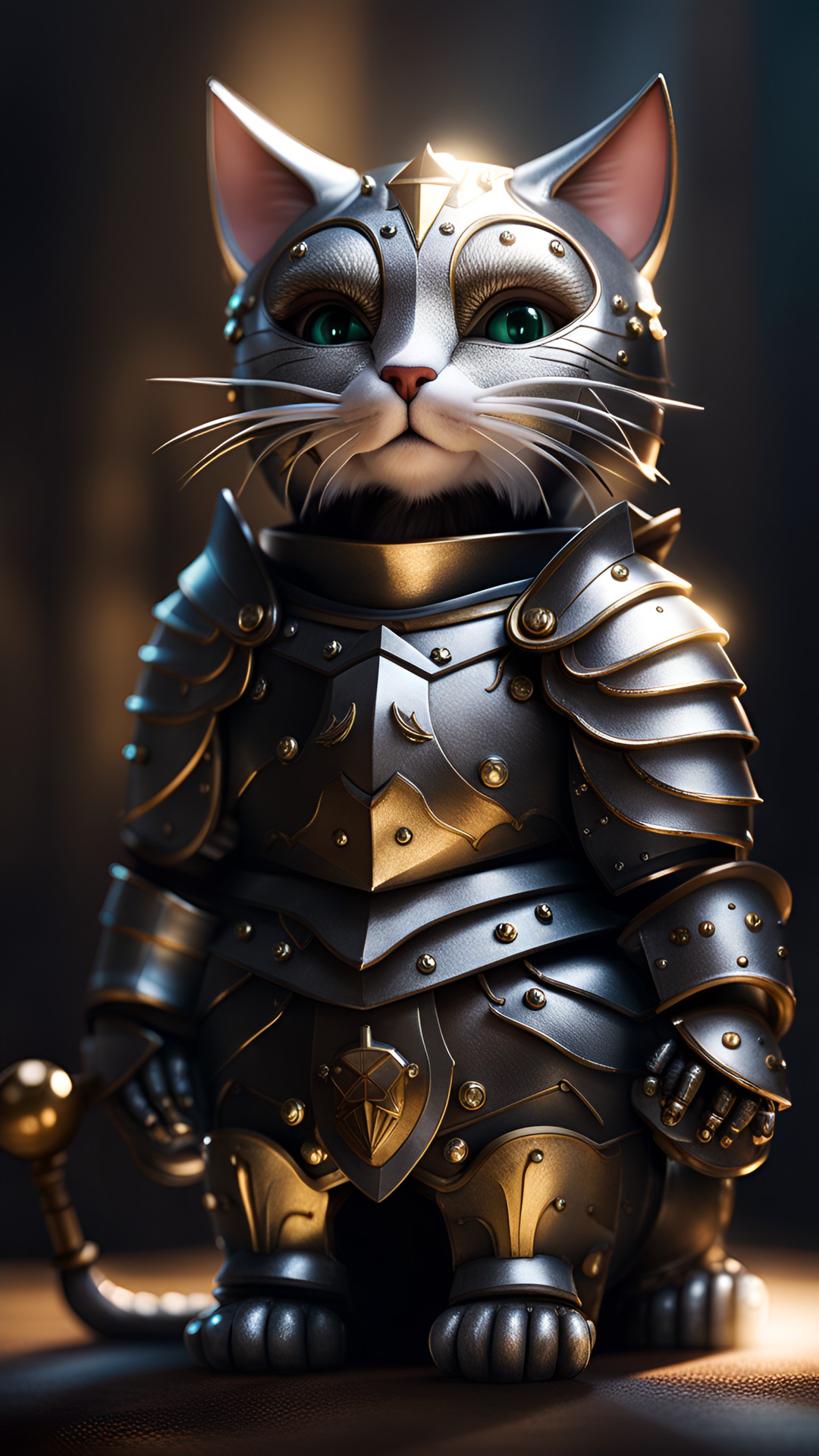 a noble cat knight in shiny armour preview