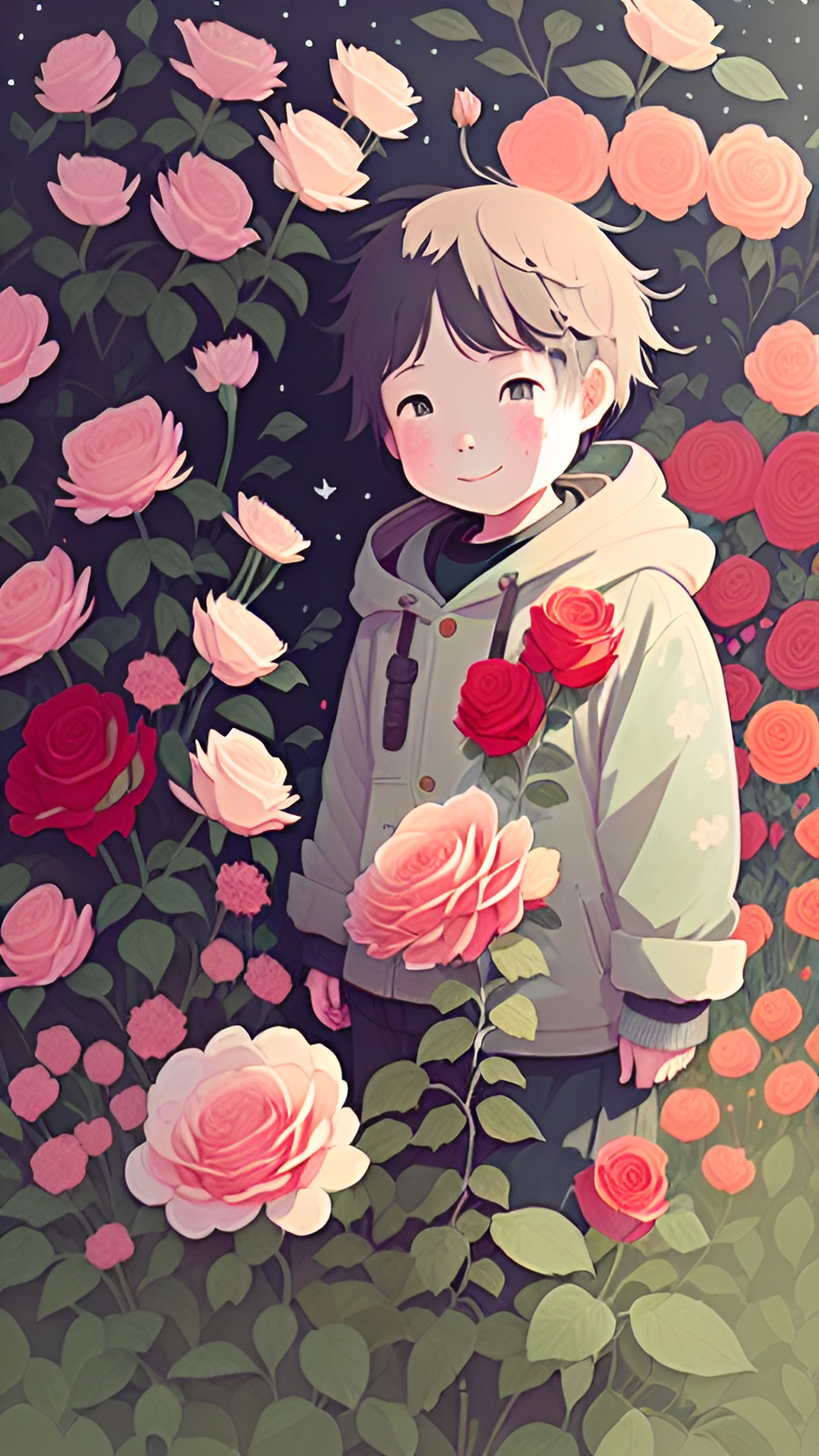 happy kid among the roses preview