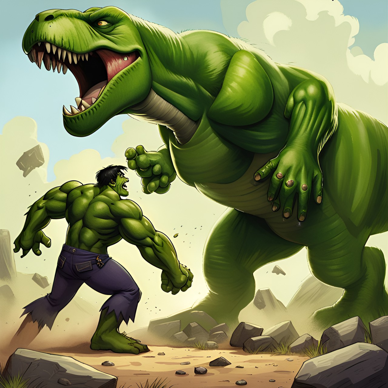 trex fight the hulk preview