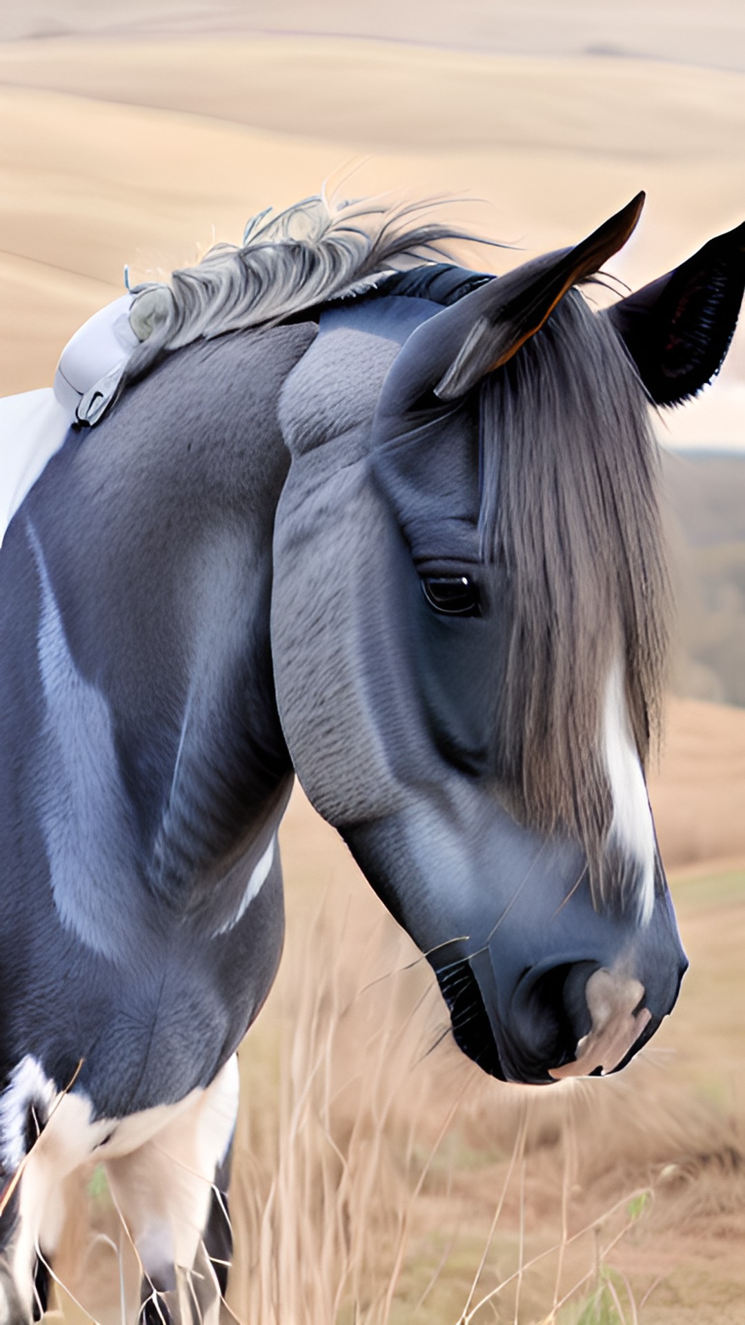 dapple gray real horse with white line on the head preview