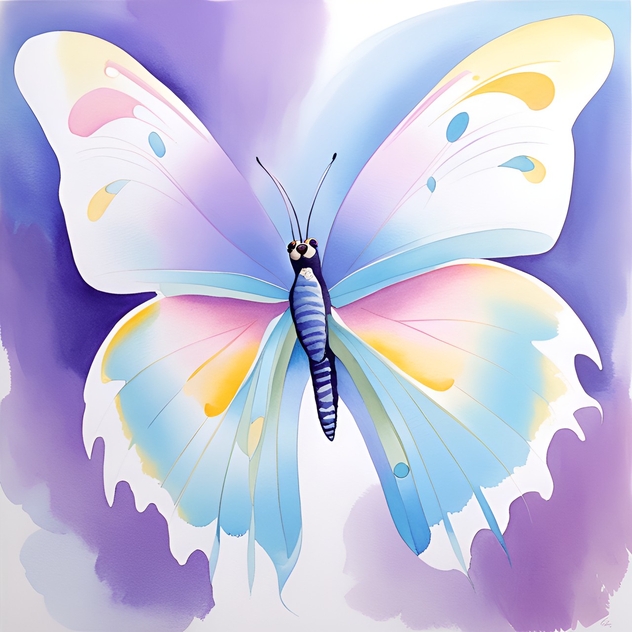 Childhood - butterfly, wings spread, pretty, pastel blue, pastel purple, pastel preview