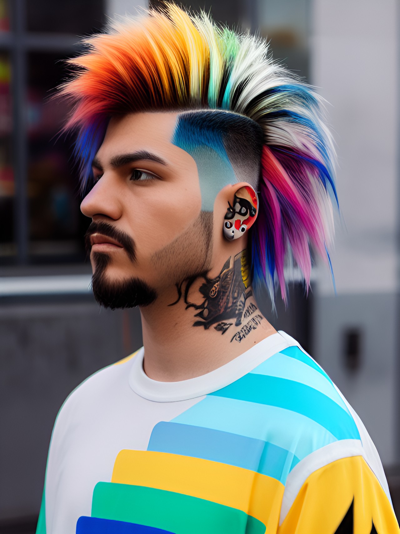 multicolour punk mullet hairstyle preview