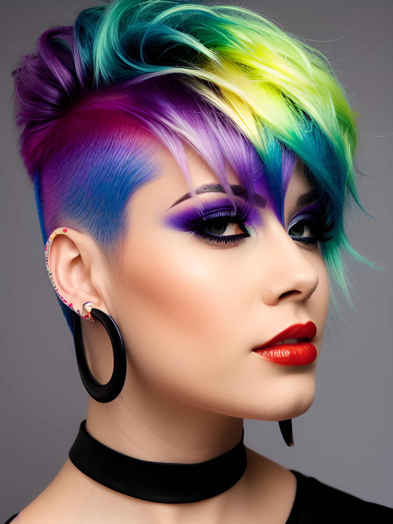 woman colourful undercut hairstyle preview