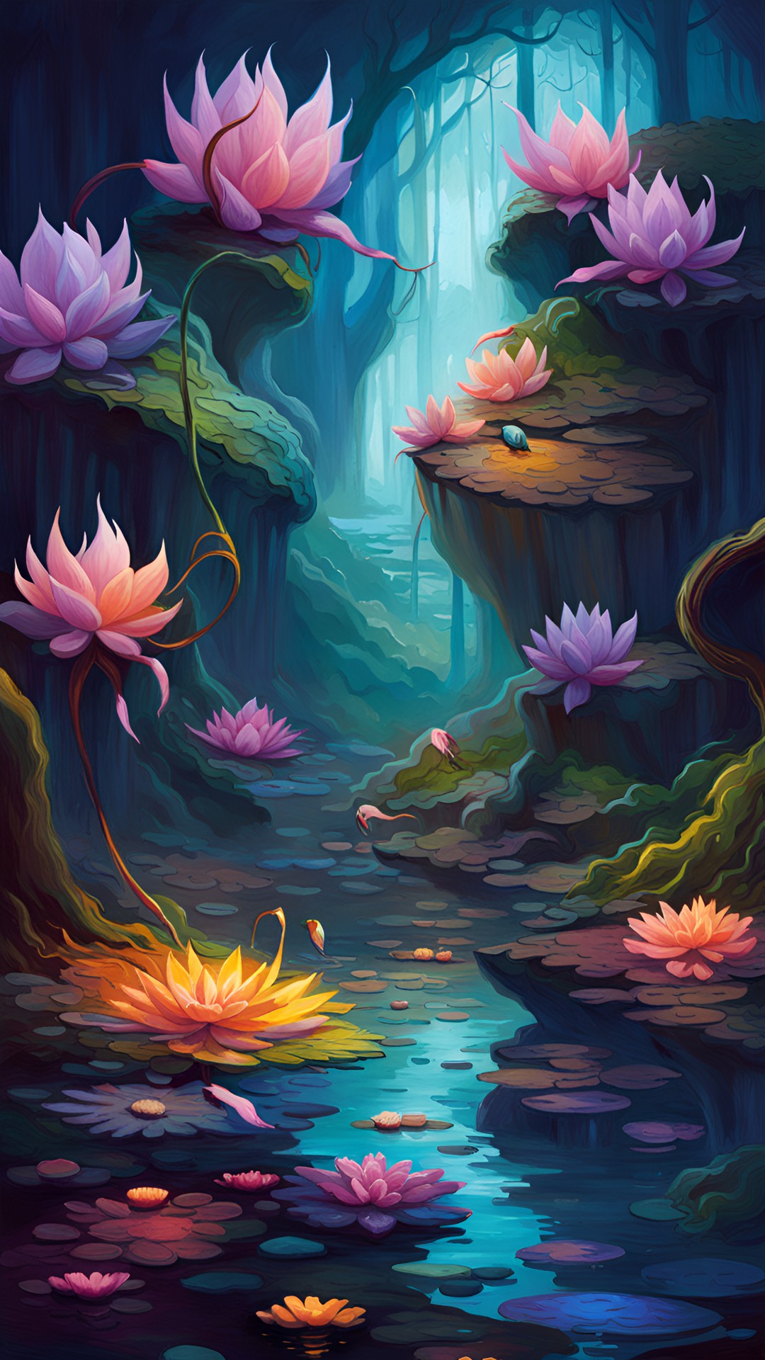 Mystical stream - monet water lilys preview