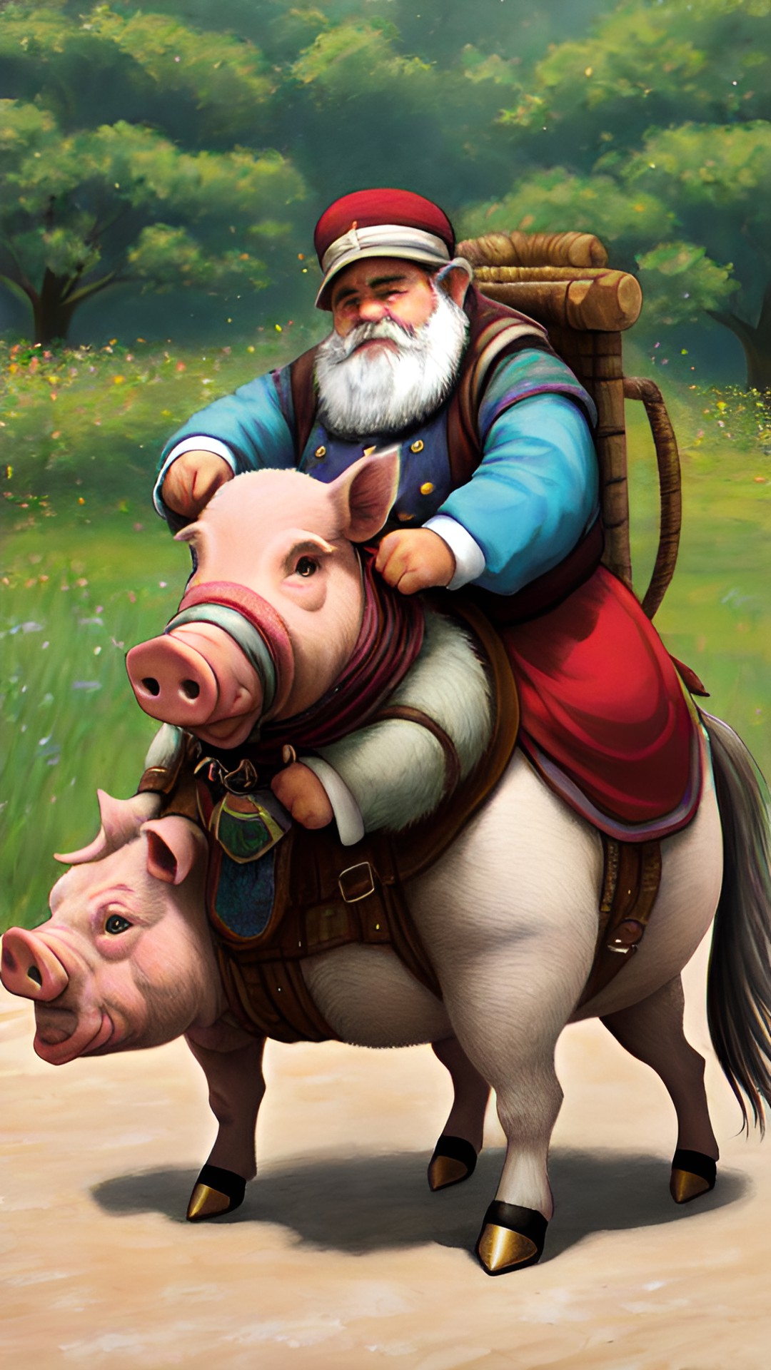 Dwarf on a Pig - of dwarf riding on a pig preview