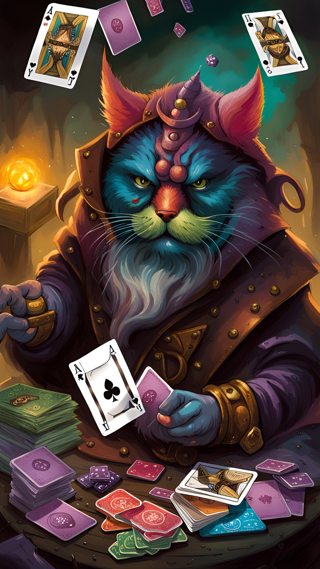 dwarf playing cards with a cat preview