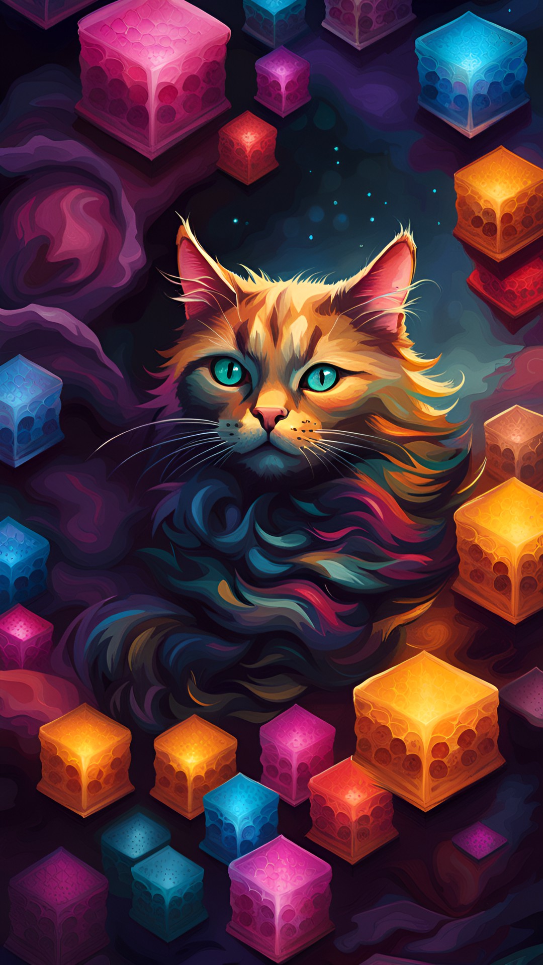 Cube Cat - tabby cat on honeycomb preview