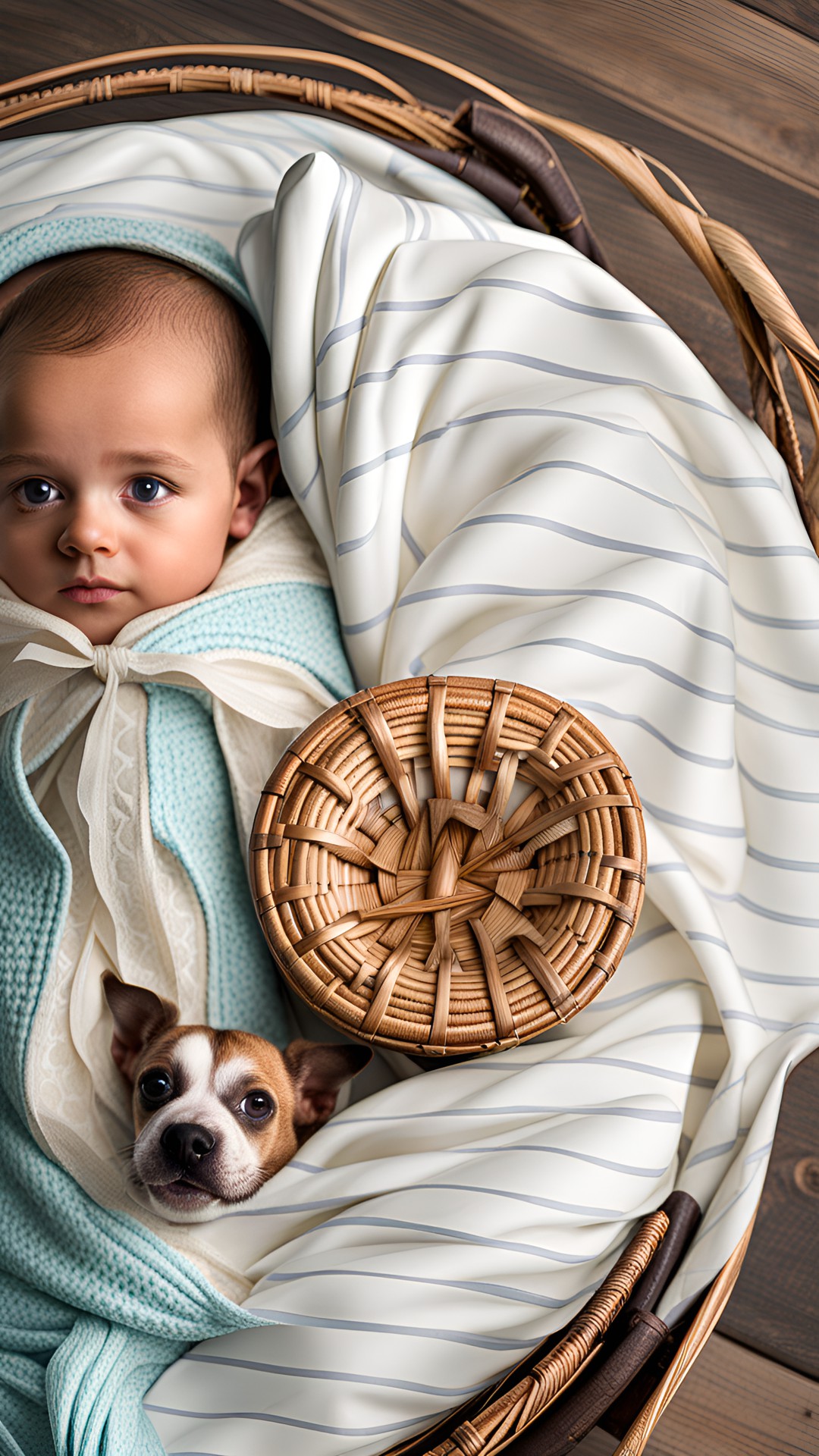 baby in an oval basket preview