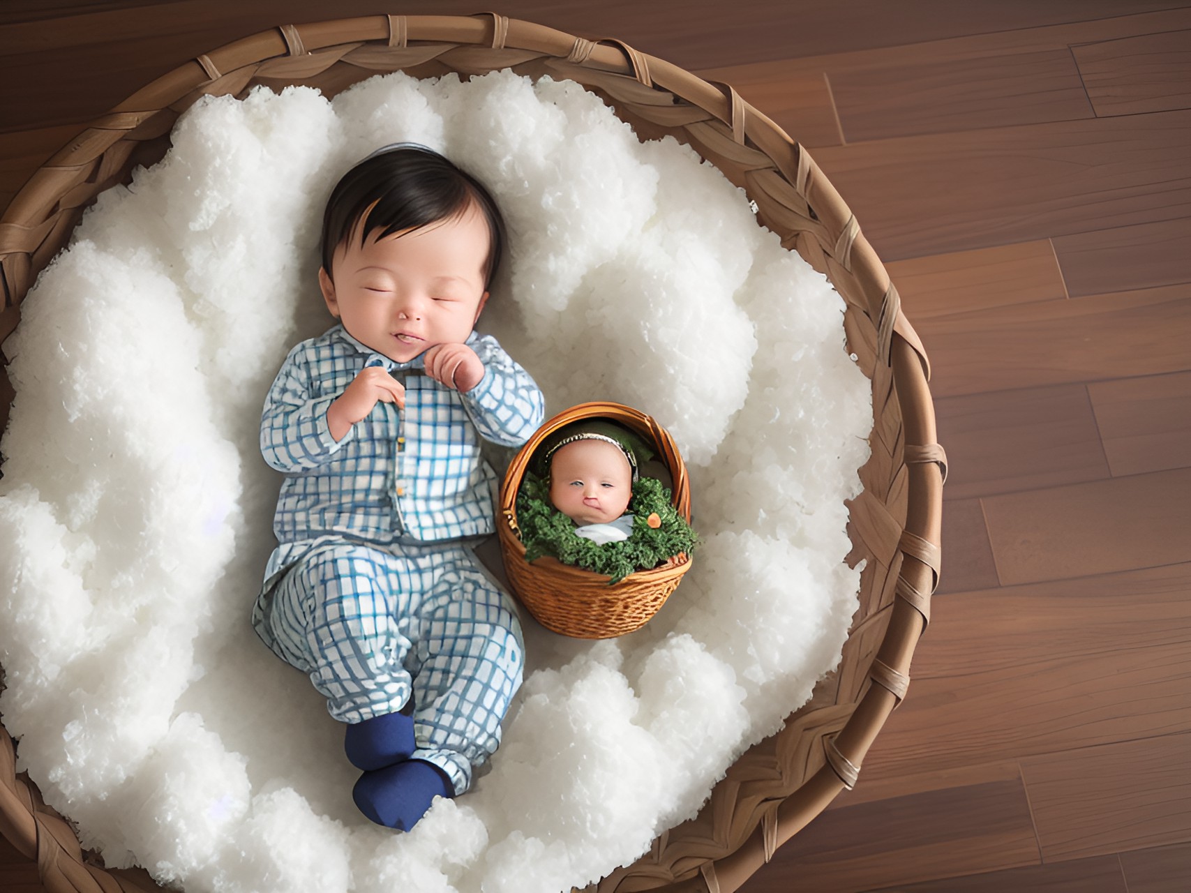 baby in an oval basket preview