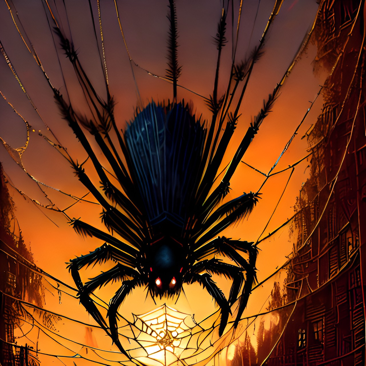 Anansi - spider on web in sunset preview