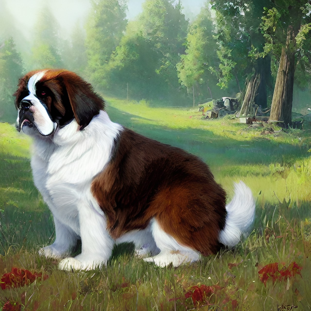 cute saint bernard puppy portrait, fluffy preview