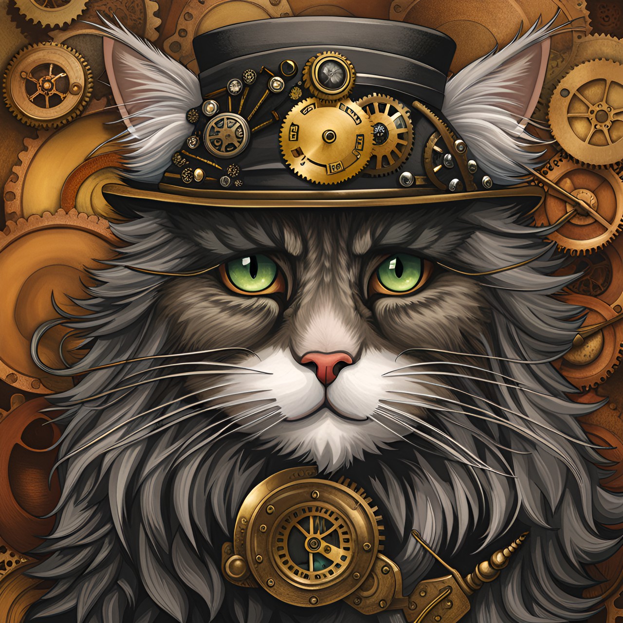 steampunk norwegian forest cat preview