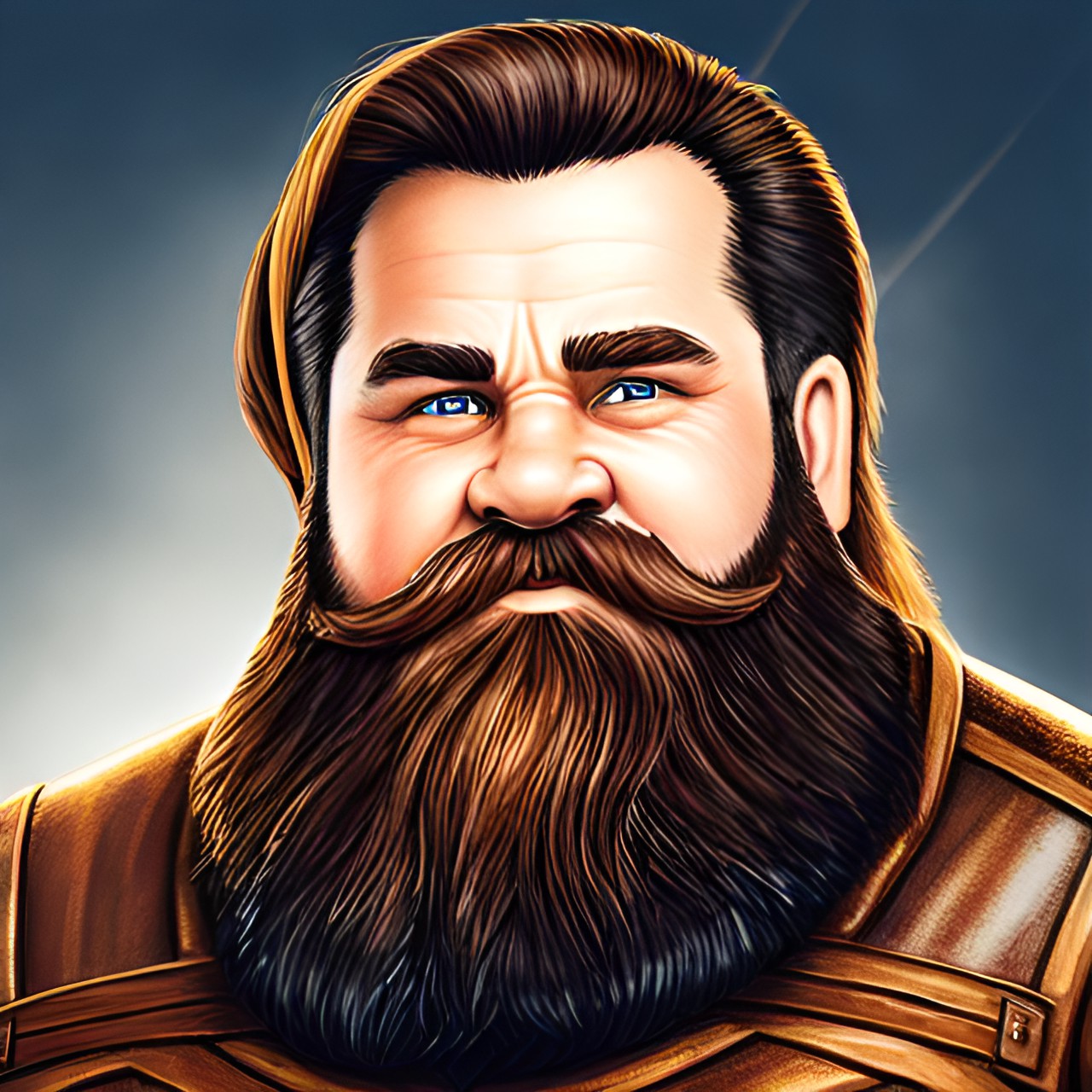 Beaty - dwarf with amber eyes, broad shoulders, holding hammer, portrait, brown hair, long beard  - dwarf with amber eyes, broad shoulders, holding hammer, portrait, brown hair, long beard" preview